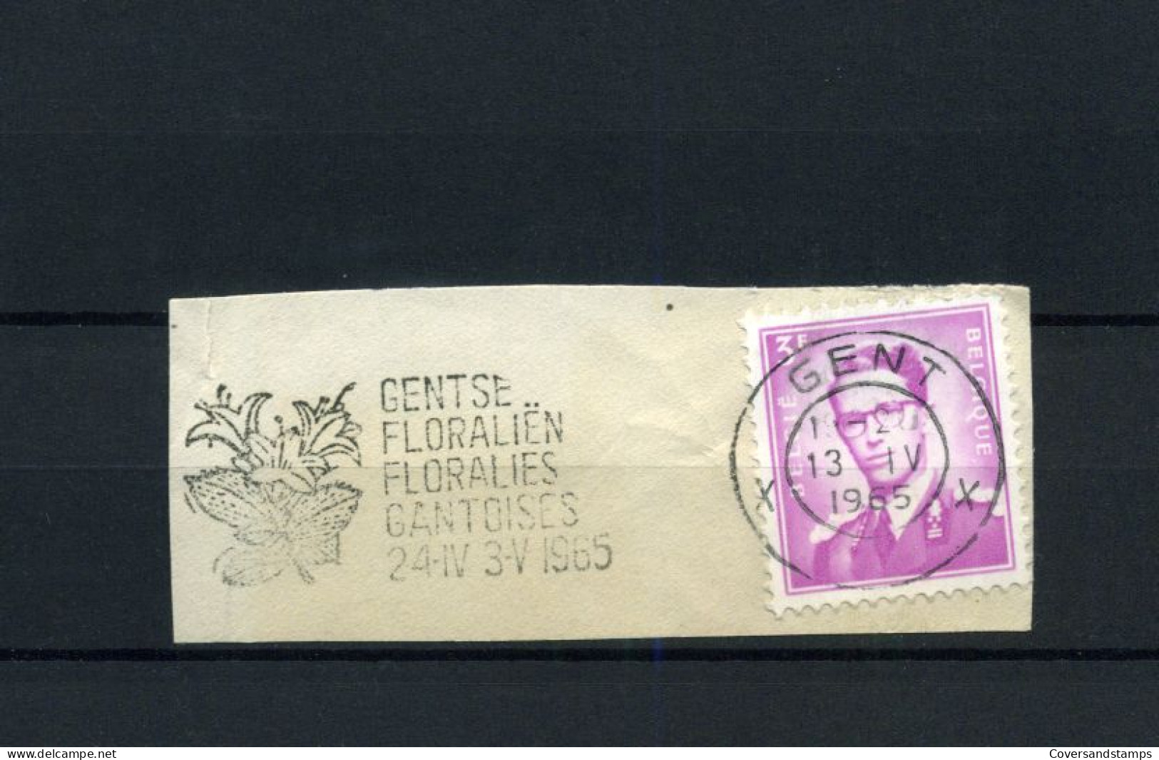 Vlagstempel  / Flamme : "Gentse Floraliën - Floralies Gantoises 24-IV 3-V 1965" - Fragment - Flammes