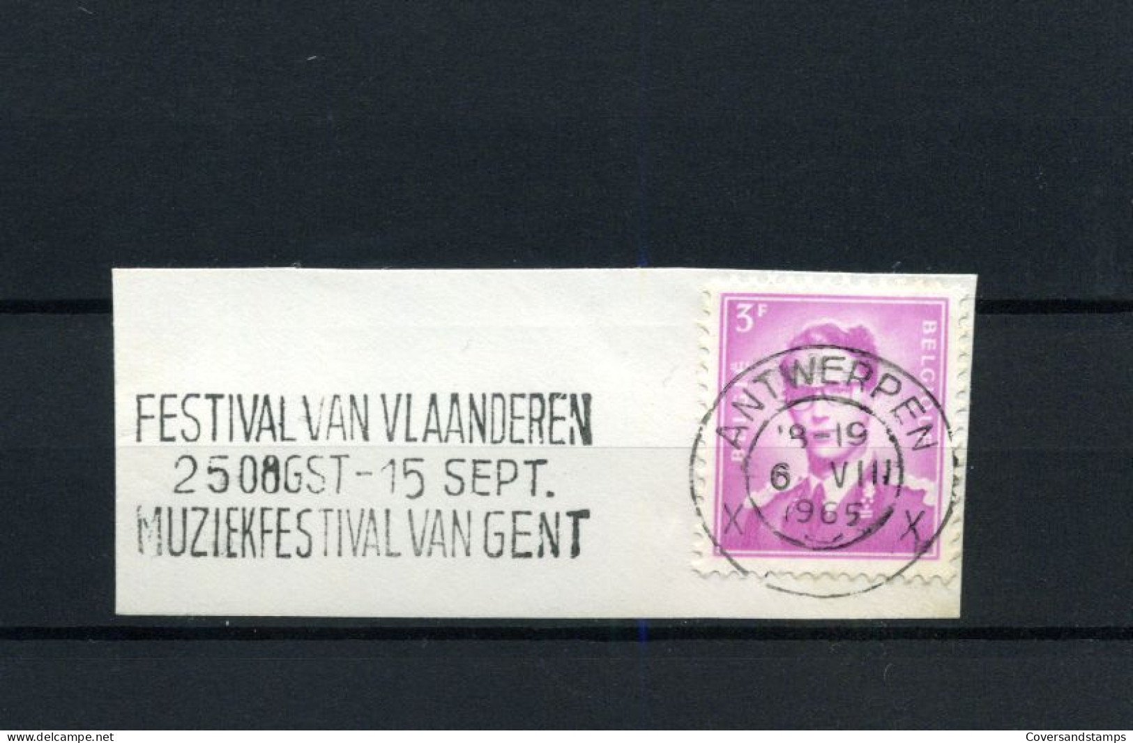 Vlagstempel  / Flamme : "Festival Van Vlaanderen 25 Oogst - 15 Sept. Muziekfestival Van Gent" - Fragment - Flammes