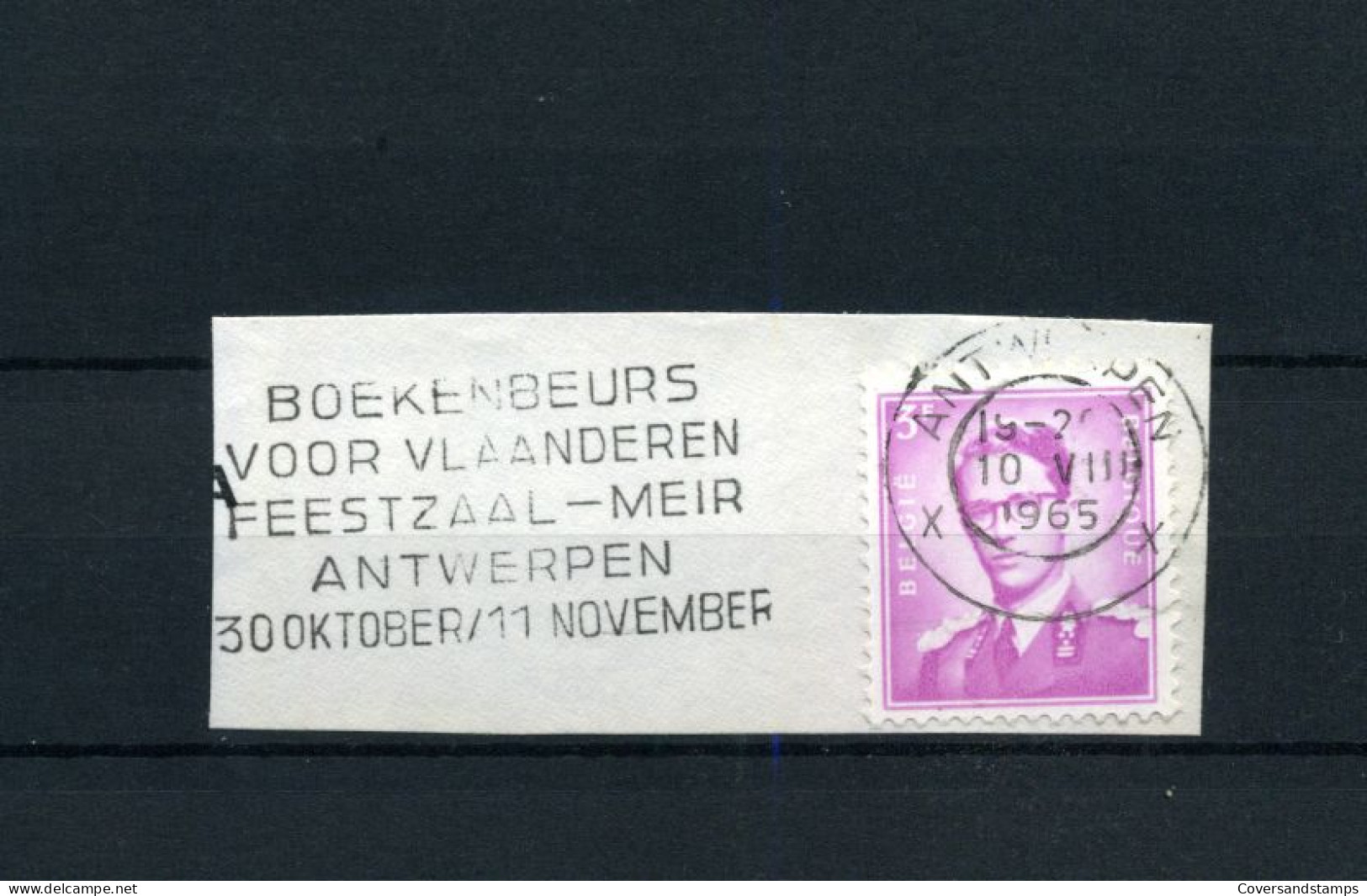 Vlagstempel  / Flamme : "Boekenbeurs Voor Vlaanderen, Feestzaal Meir, Antwerpen 30 Okt/11 Nov." - Fragment - Werbestempel