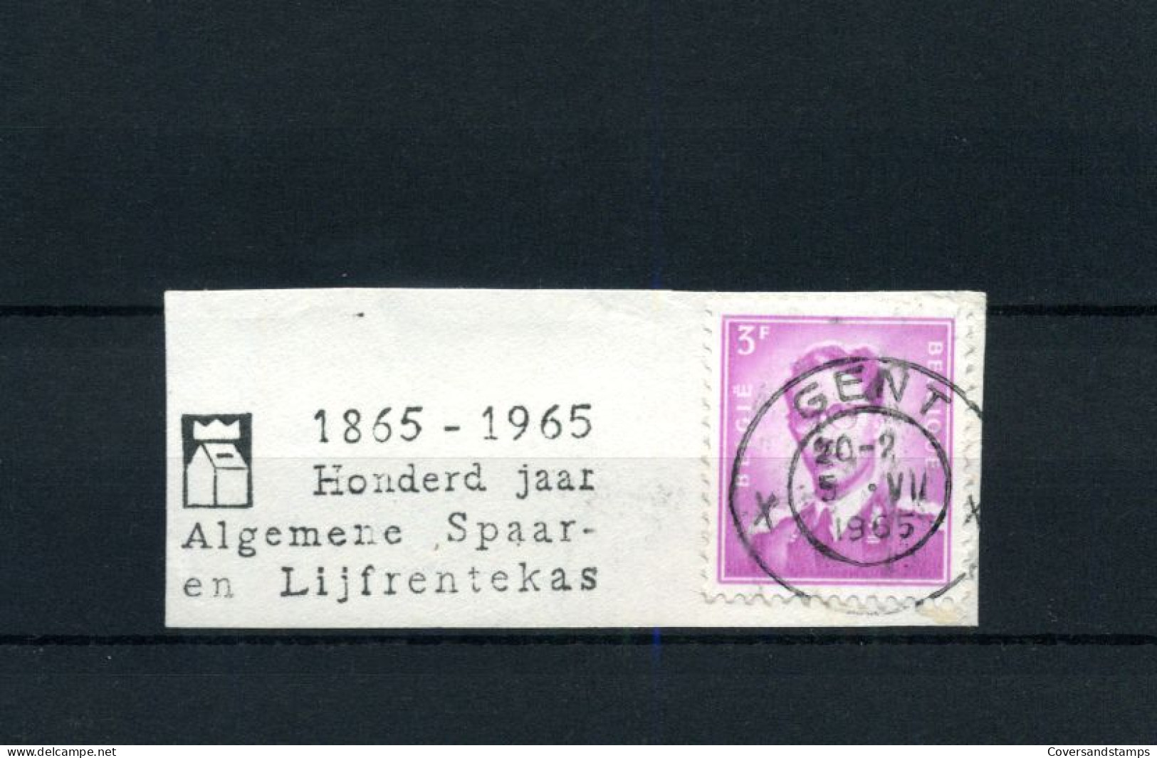 Vlagstempel  / Flamme : "1865-1965 Honderd Jaar Algemene Spaar- En Lijfrentekas" - Fragment - Sellados Mecánicos