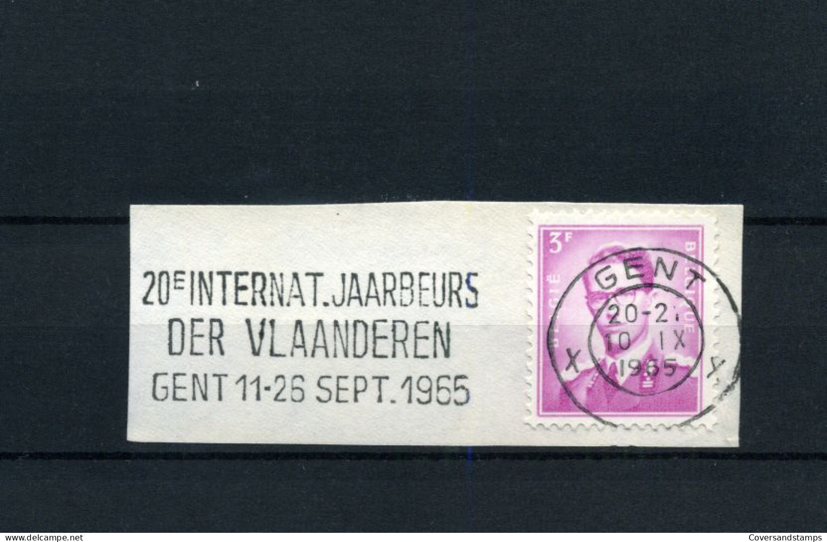 Vlagstempel  / Flamme : "20e Internat. Jaarbeurs Der Vlaanderen Gent 11-26 Sept 1965" - Fragment - Werbestempel