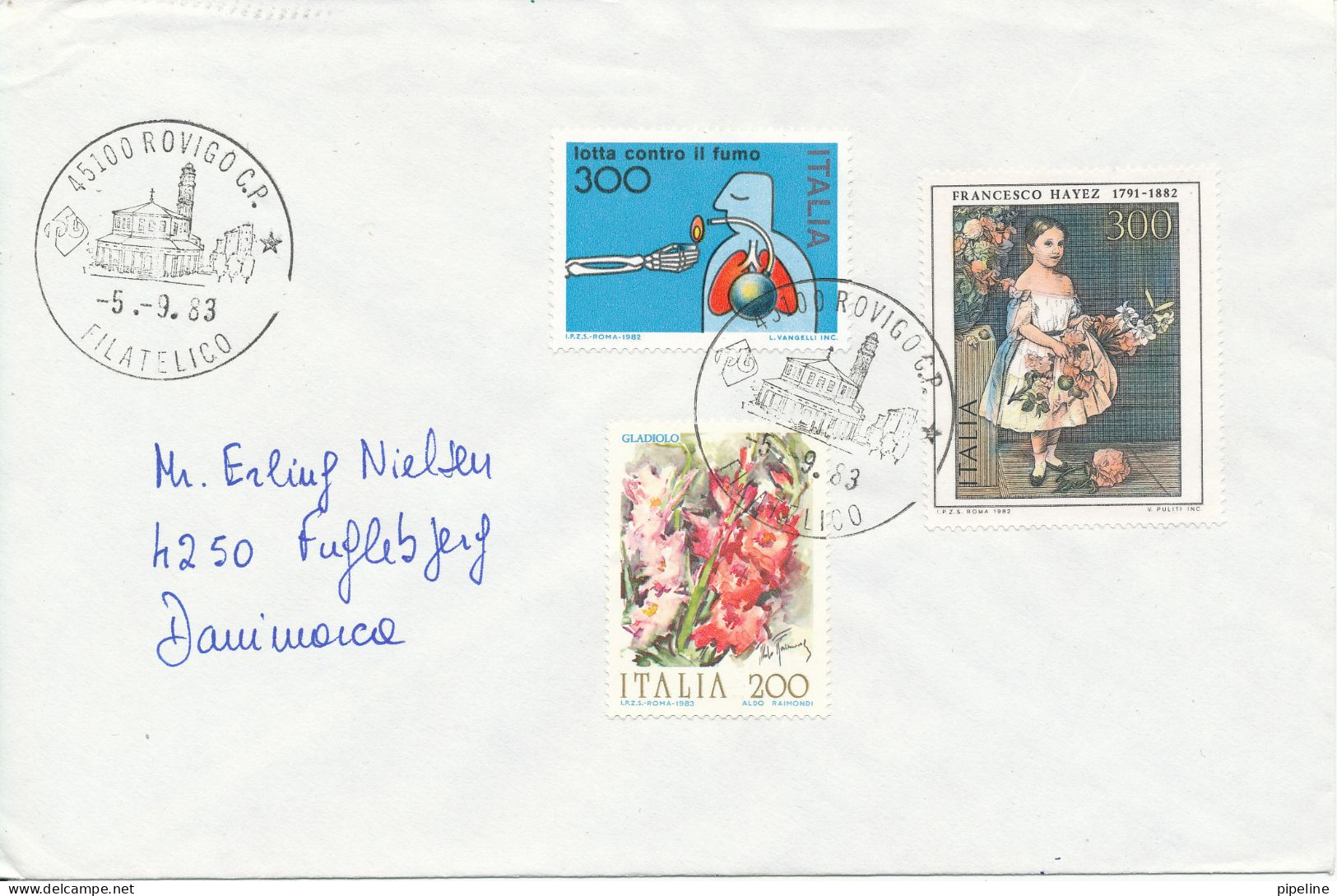 Italy Cover Sent To Denmark 5-9-1983 Topic Stamps - 1981-90: Marcophilie