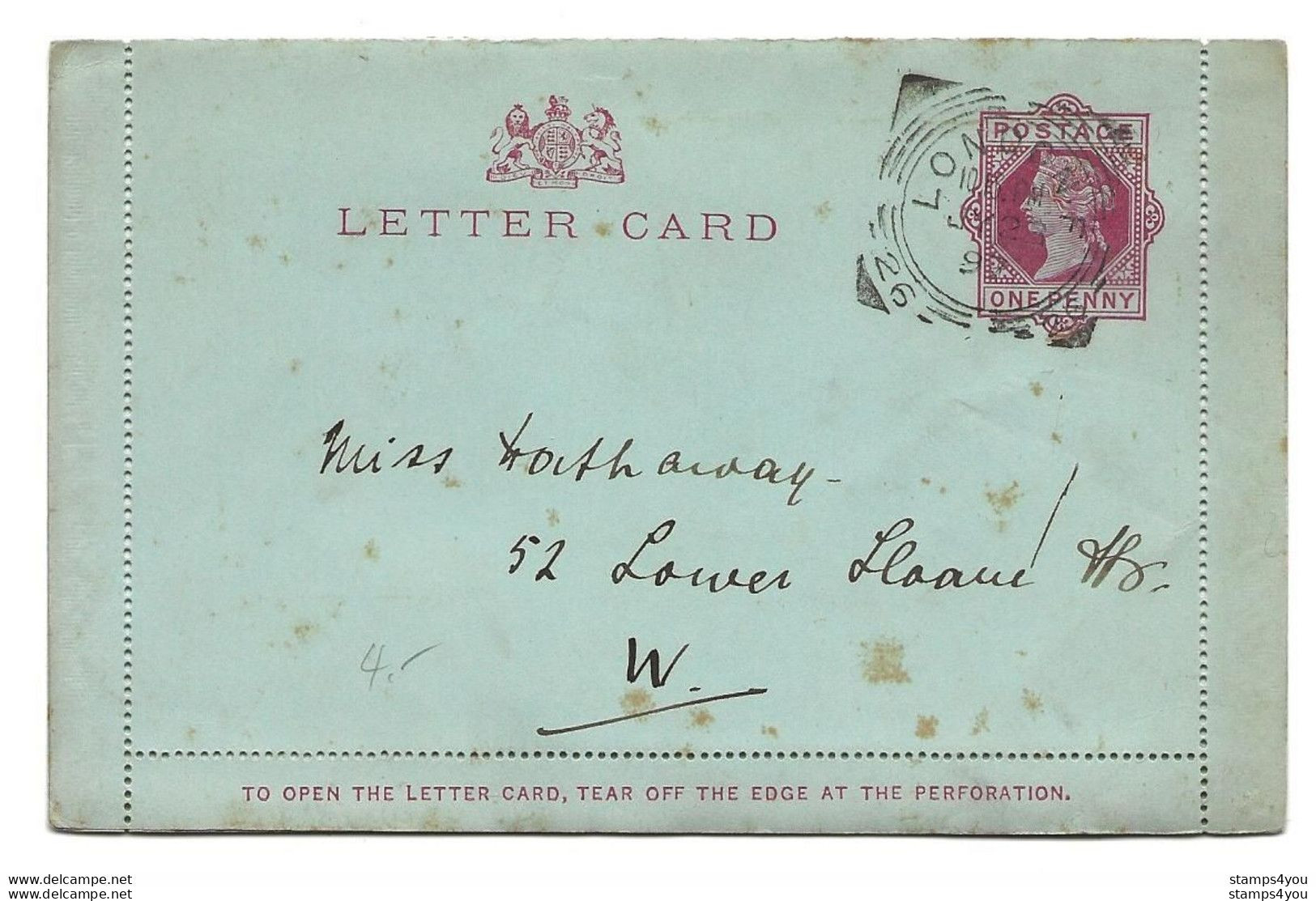 245 - 41 - Entier Postal "letter-card" Envoyé De London 1897 - Stamped Stationery, Airletters & Aerogrammes