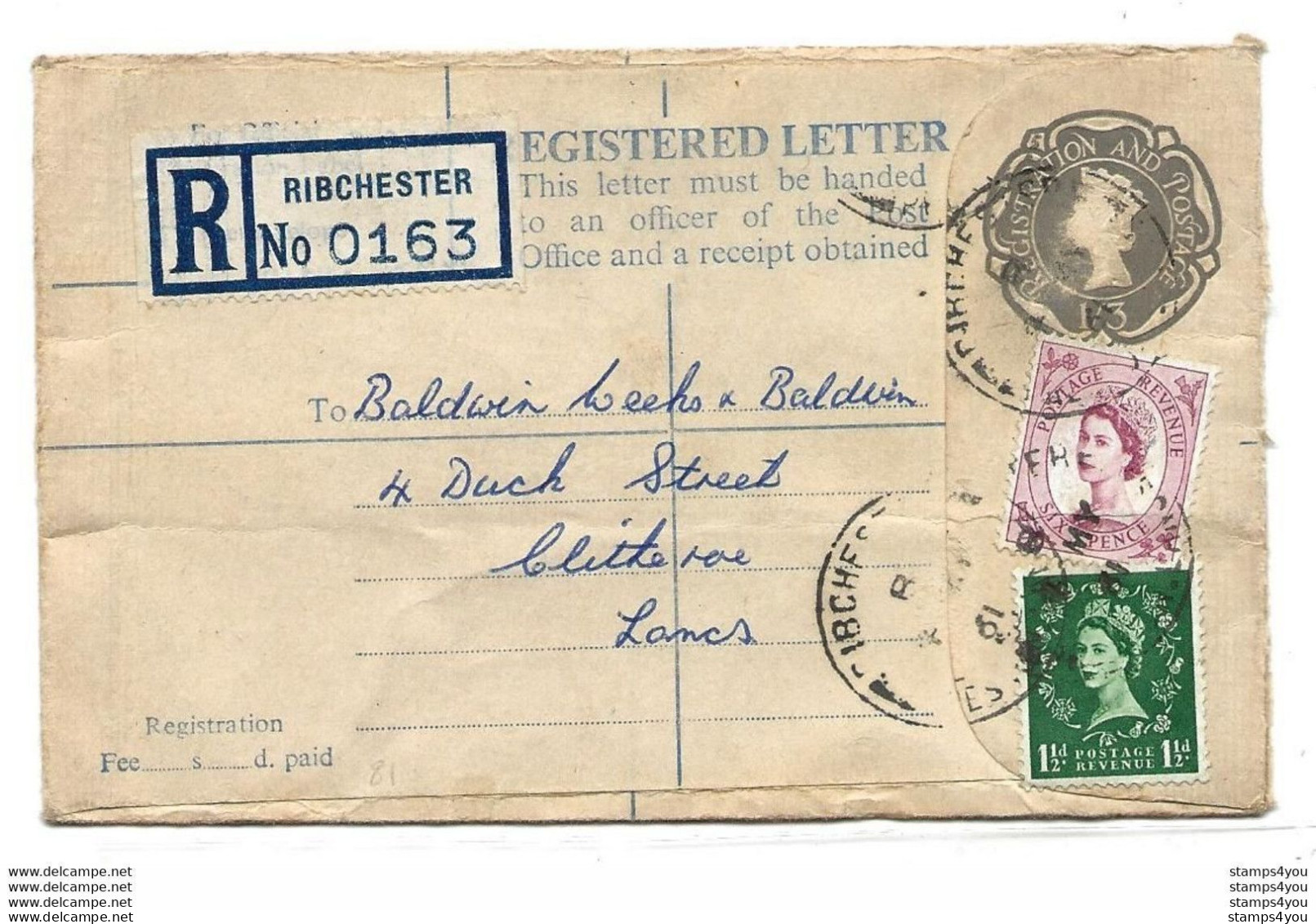 233 - 77 - Entier Postal Recommandé Envoyé De Ribchester - Stamped Stationery, Airletters & Aerogrammes