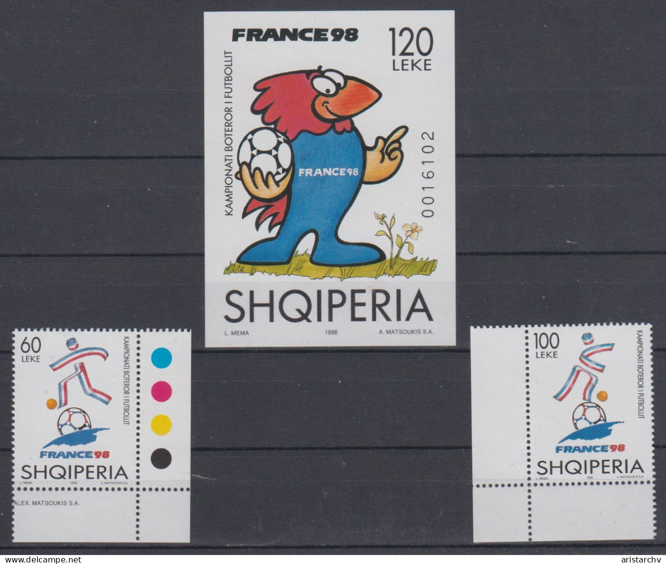 ALBANIA 1998 FOOTBALL WORLD CUP S/SHEET AND 2 STAMPS - 1998 – France