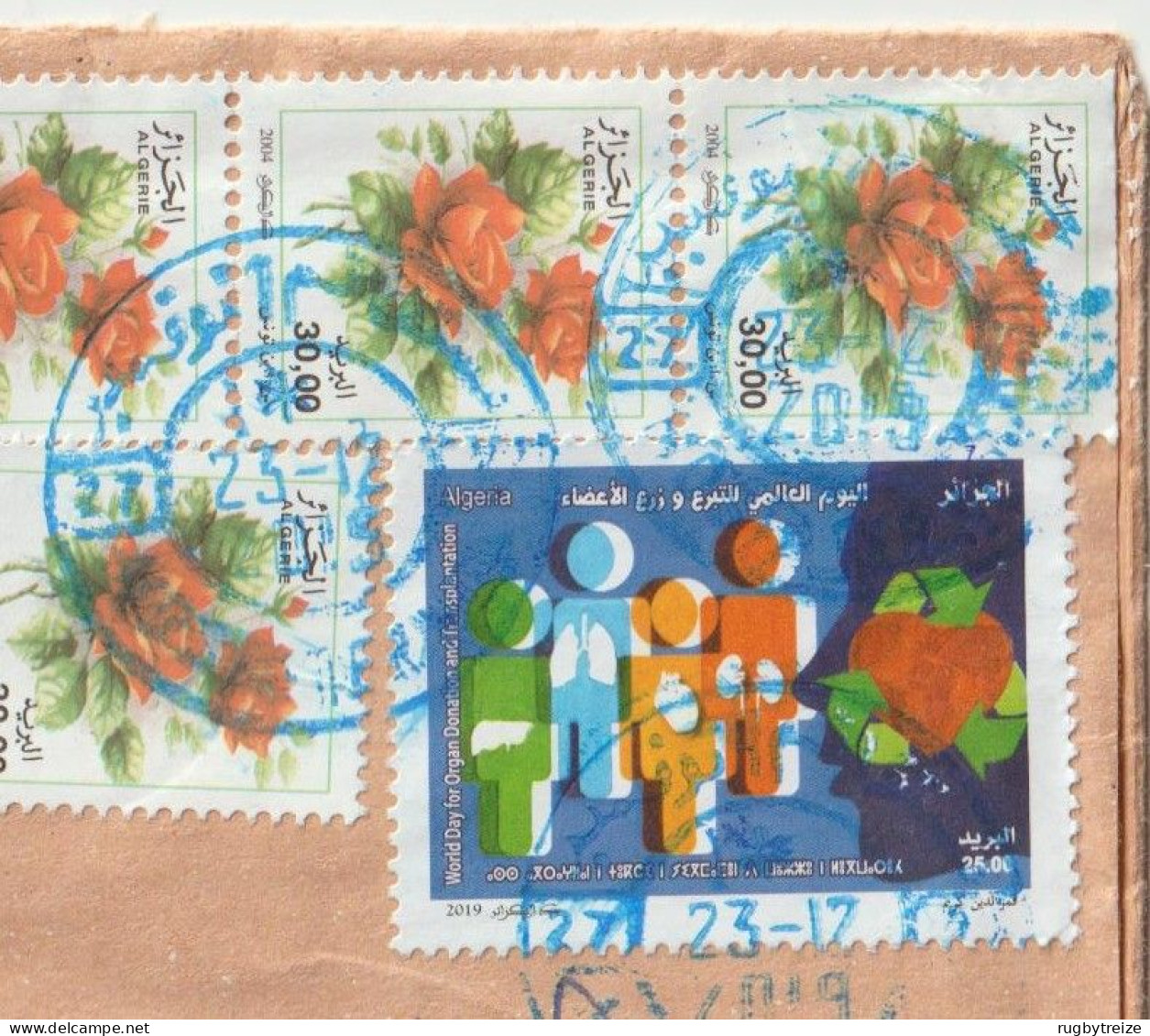 7734 Lettre Cover ALGERIE ALGERIA Recommandé Registered 2019 FLEUR Curiosité Organ Donation - Algeria (1962-...)