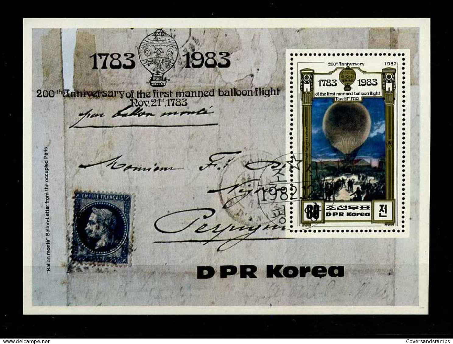 Korea ( DPRK) - Block 200th Anniversary Of The First Manned Balloon Flight - Montgolfières