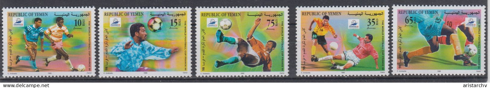 YEMEN 1998 FOOTBALL WORLD CUP SHEETLET AND 5 STAMPS - 1998 – France