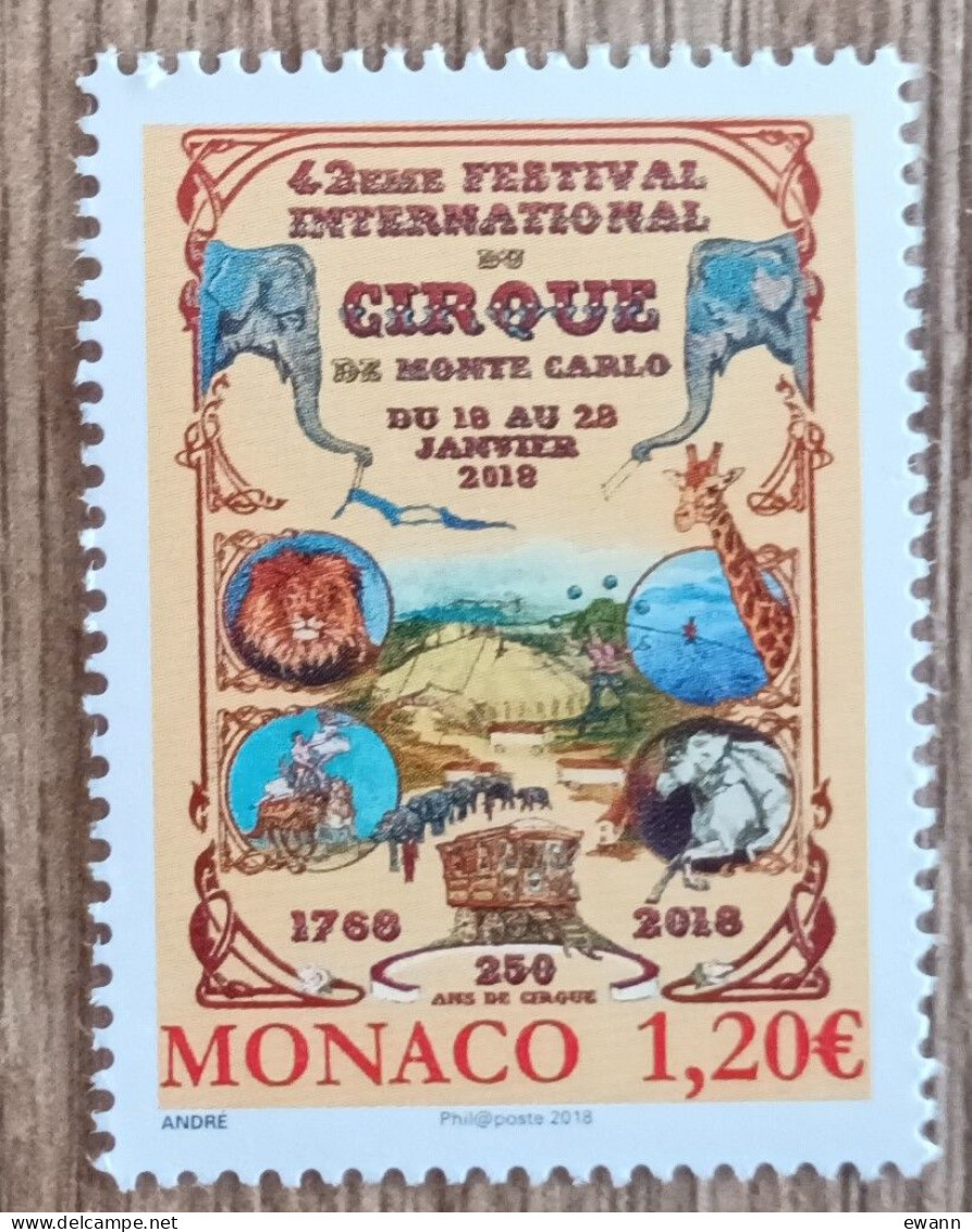 Monaco - YT N°3117 - 42e Festival International Du Cirque De Monte Carlo - 2018 - Neuf - Unused Stamps