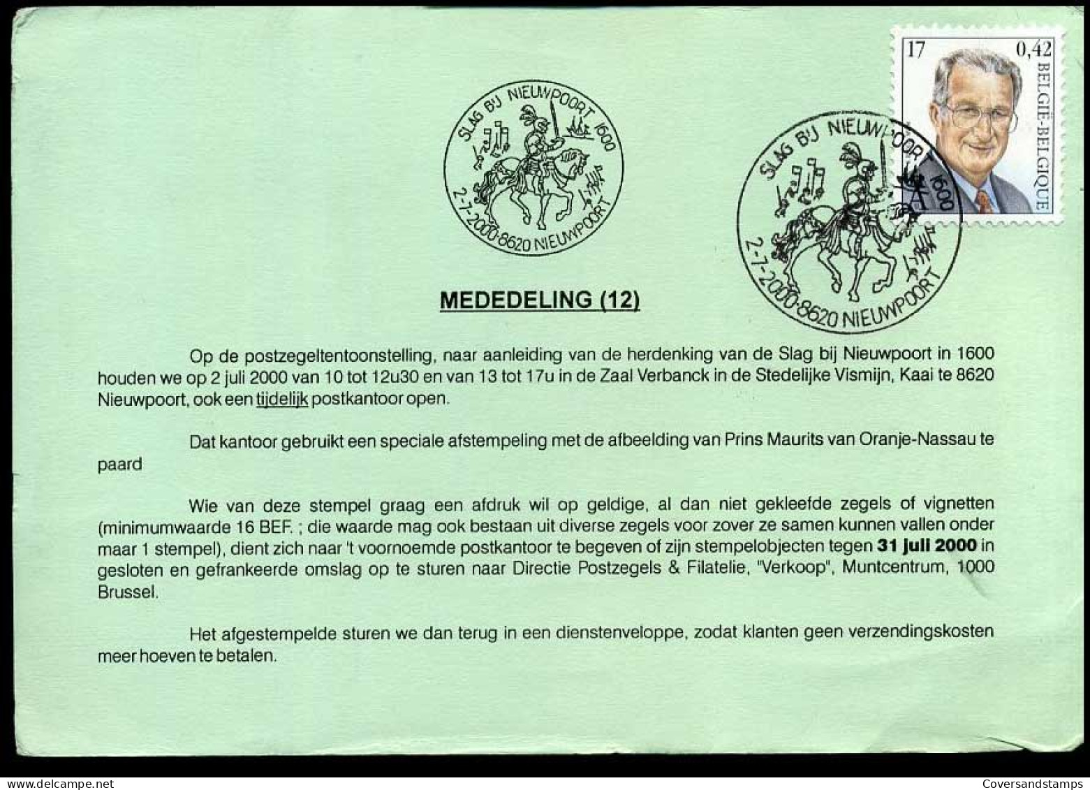 België 2840 Met Bijzondere Afstempeling Nieuwpoort - Covers & Documents