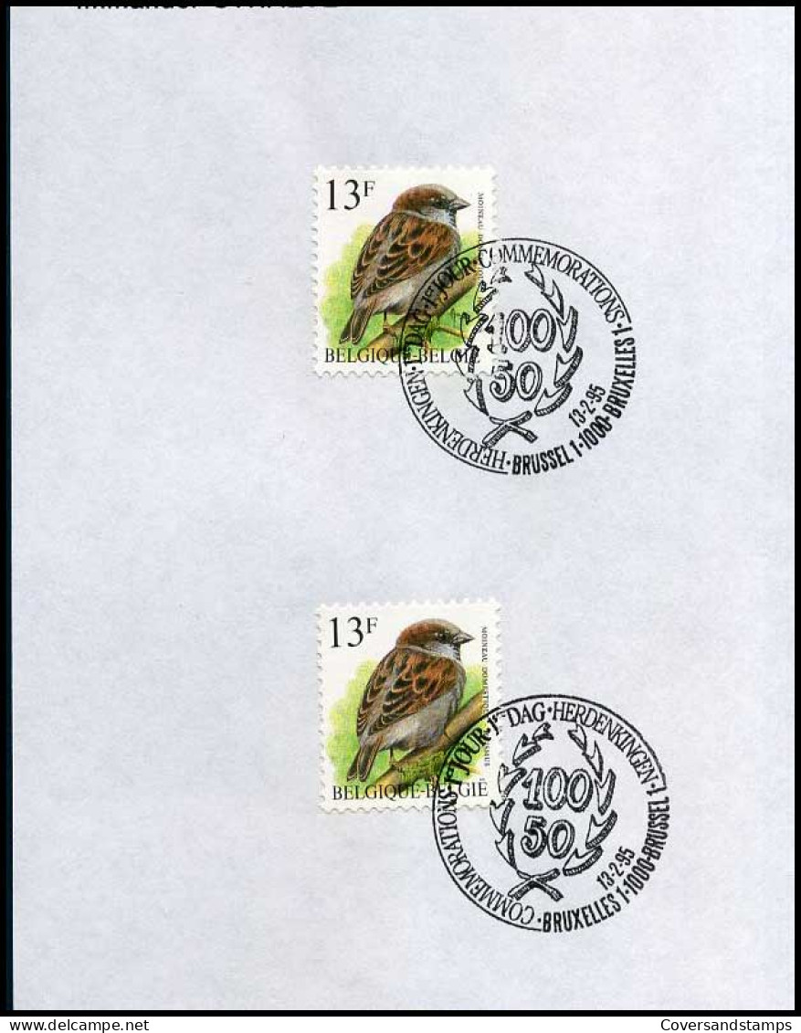 België 2533 Met Bijzondere Afstempeling Brussel-Bruxelles - 1985-.. Pájaros (Buzin)