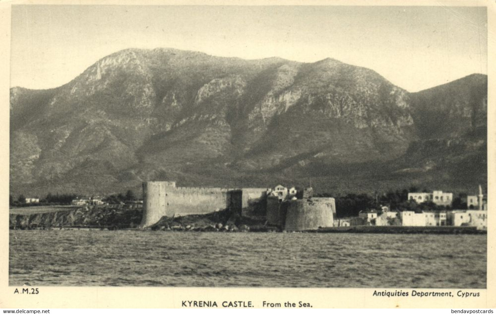 Cyprus, KYRENIA, Castle From The Sea (1950s) Antiquities Dep. 25 Postcard - Cipro