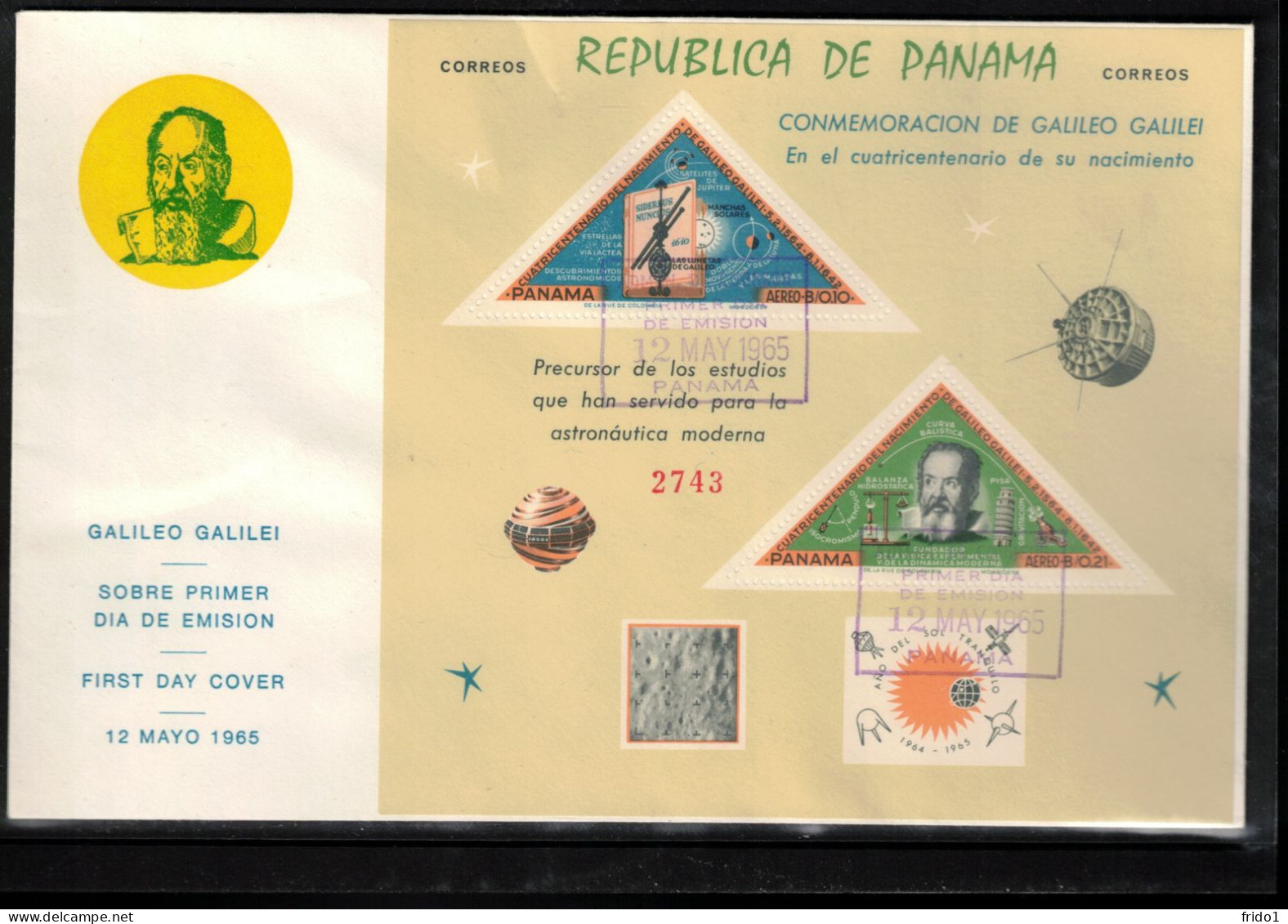 Panama 1965 Astronomy - Galileo Galilei Perforated Block FDC - Astronomy