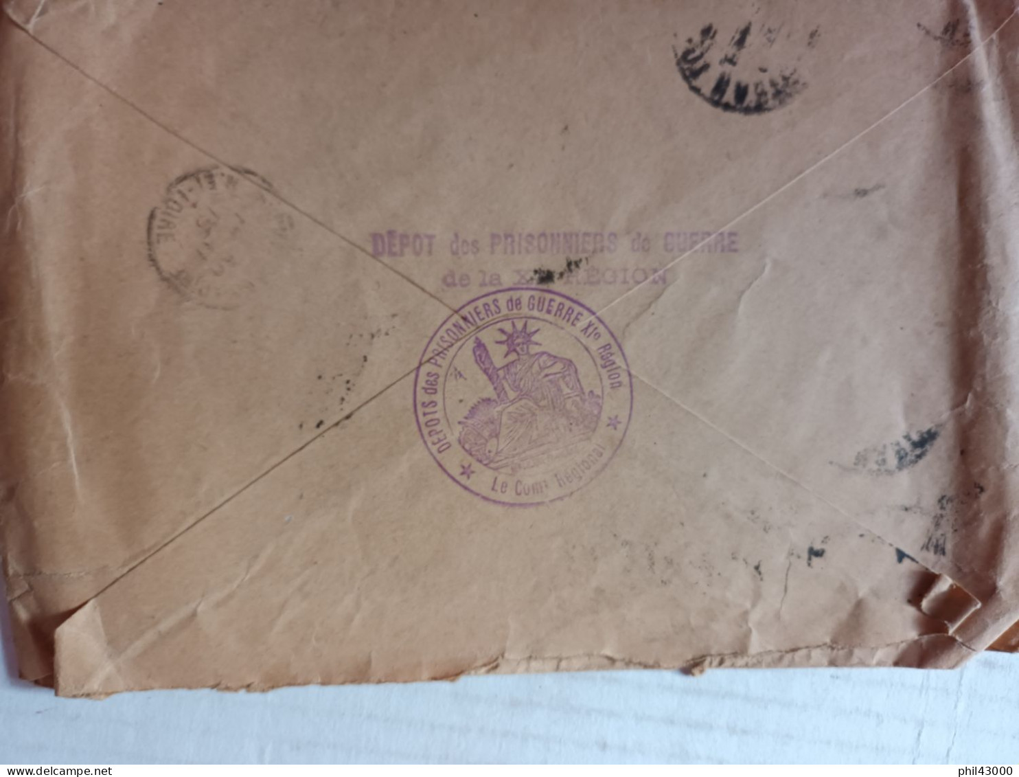 CACHET MILITAIRE SUR ENVELOPPE NANTES DEPOTS DES PRISONNIERS DE GUERRE XIe REGION - Documents