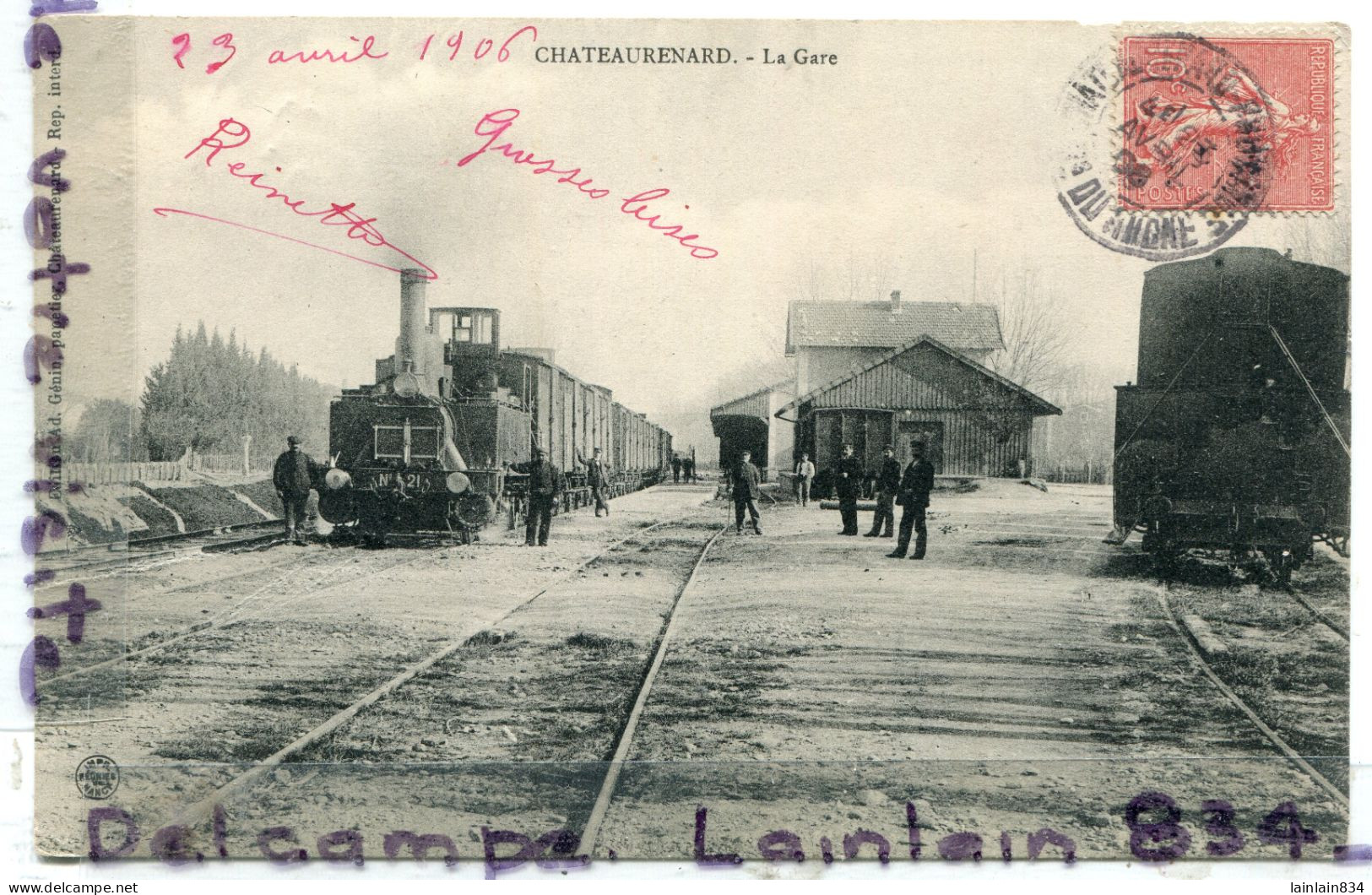 -5 - CHATEAURENARD - La Gare, Locomotive, Train, Animation, Cliché Rare, écrite,1906, Coins Ok, TBE, Scans. - Chateaurenard