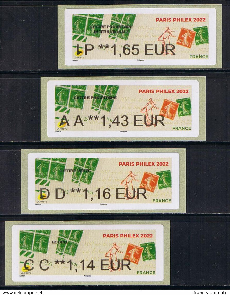 4 Atms, NABANCO, CC 1.14€/ DD 1.16€/ AA 1.43€/  IP 1.65€ DE PARIS PHILEX 23/06/2022, La  SEMEUSE Avec Coin Daté. - 2010-... Vignettes Illustrées