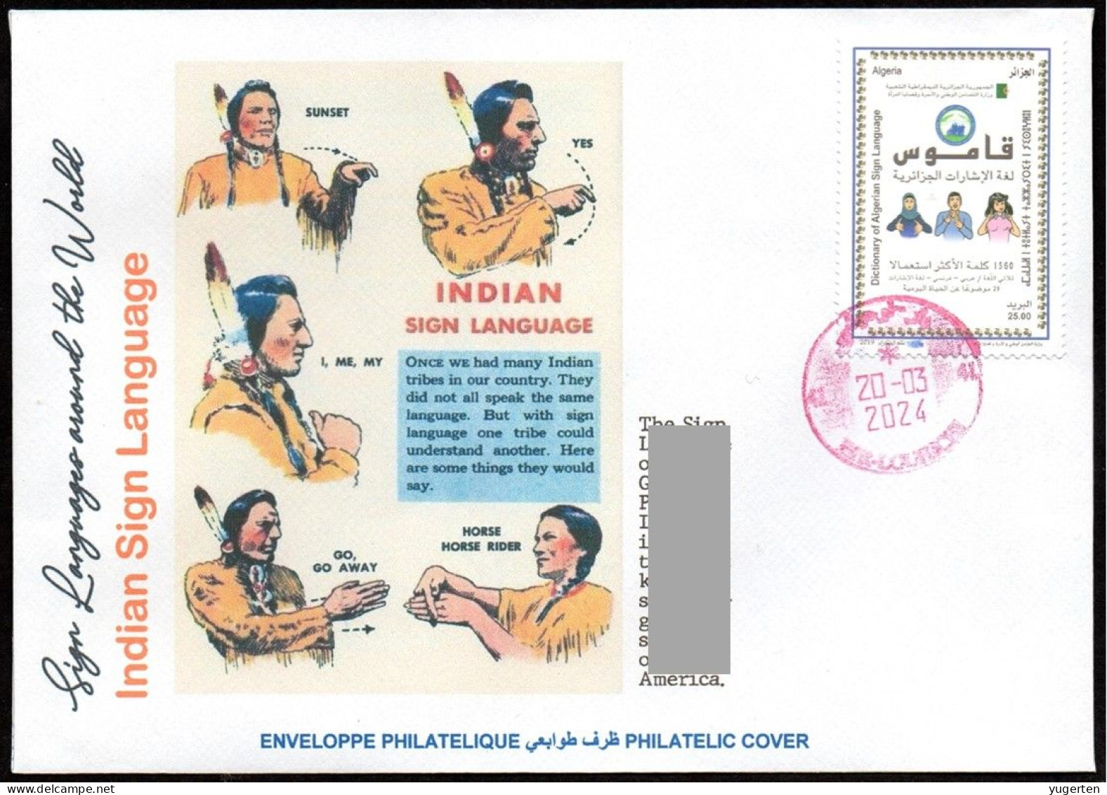 ALGERIA 2019 FDC Sign Language Indian Handicap Deafness Deaf Taubheit Surdité Taub Sordera Alphabet Disabled - Handicaps