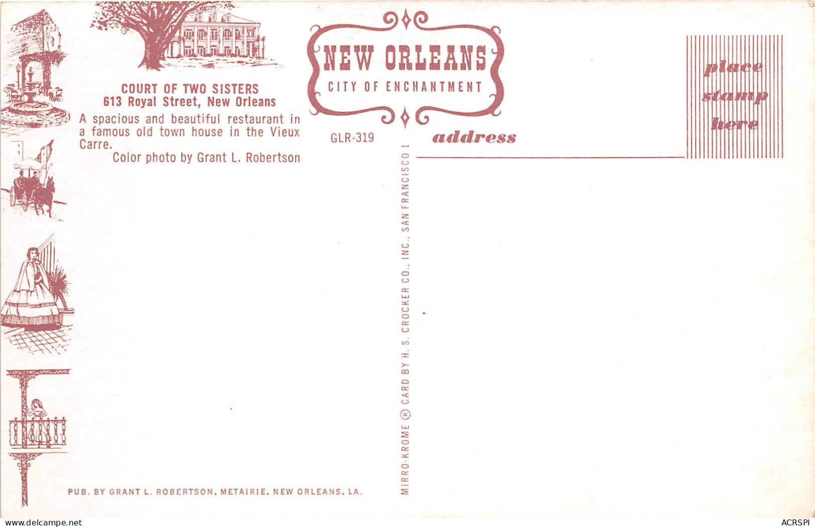 AMERIQUE ETATS UNIS LOUISIANA Court Of Two Sisters Royal Street NEW ORLEANS 15(scan Recto-verso) MA425 - New Orleans