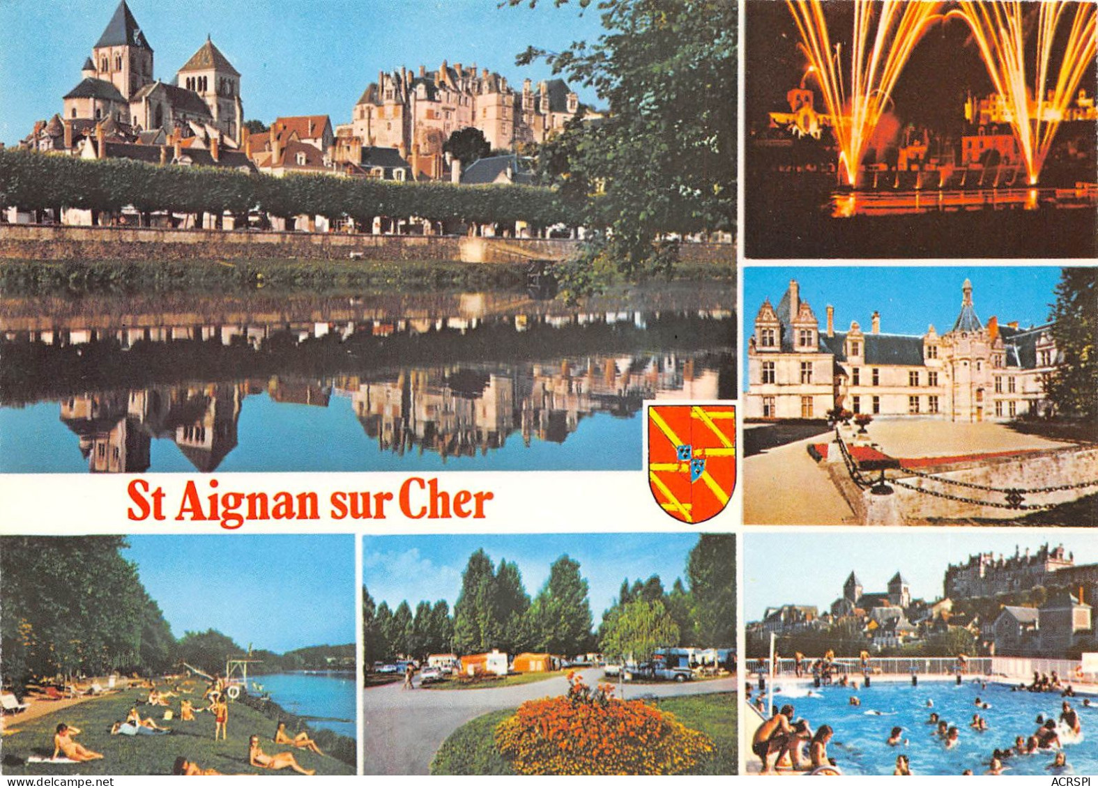 SAINT AIGNAN SUR CHER Vue Generale Et Le Cher Son Et Lumiere Le Chateau La Plage Le Camping 8(scan Recto-verso)MA482 - Saint Aignan