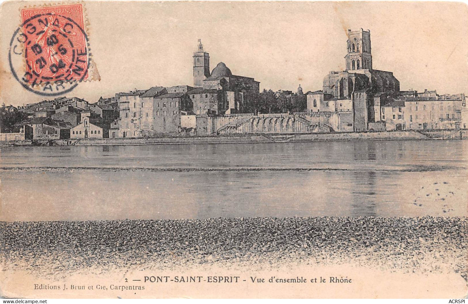 PONT SAINT ESPRIT Vue D Ensemble Et Le Rhone 14(scan Recto-verso) MA470 - Pont-Saint-Esprit