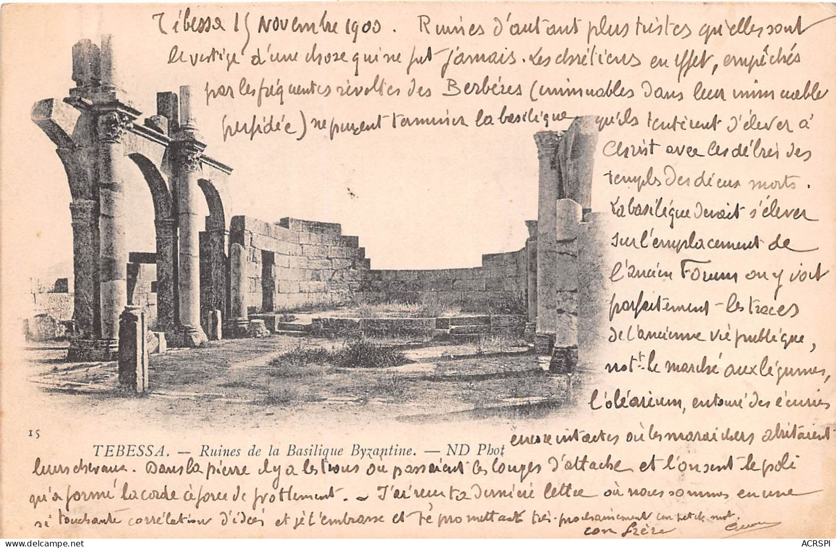 TEBESSA Ruines De La Basilique Byzantine 7(scan Recto-verso) MA489 - Tebessa