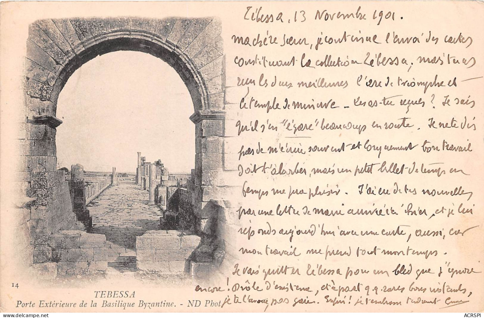 TEBESSA Porte Exterieure De La Basilique Byzantine  6(scan Recto-verso) MA489 - Tebessa