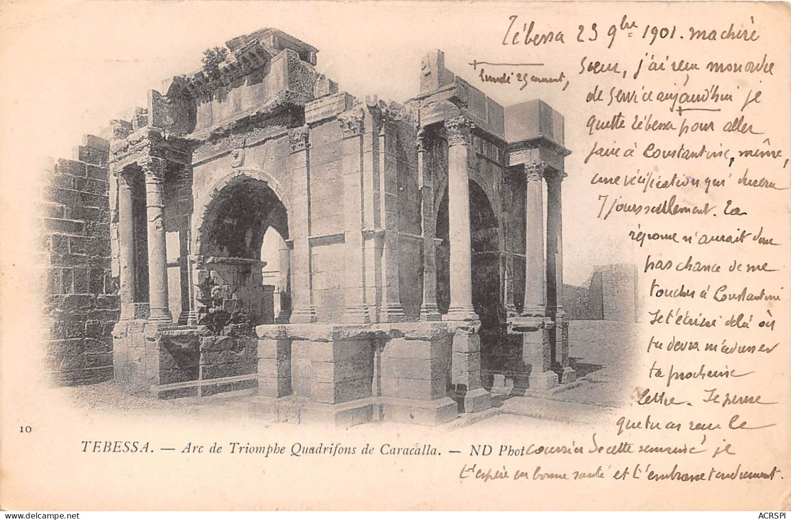 TEBESSA Arc De Triomphe Quadrifons De Caracalla 11(scan Recto-verso) MA489 - Tébessa