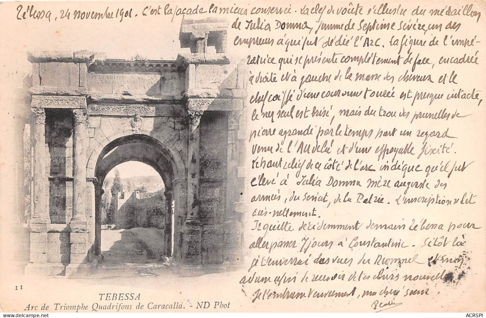 TEBESSA Arc De Triomphe Quadrifons De Caracalla 10(scan Recto-verso) MA489 - Tebessa