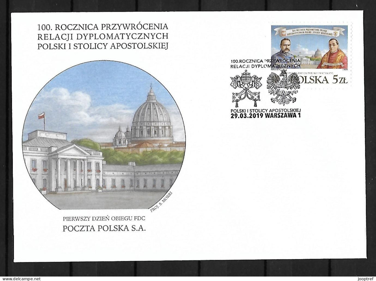 2019 Joint/Congiunta Poland And Vatican, OFFICIAL FDC POLAND: Diplomatic Relations - Emissions Communes