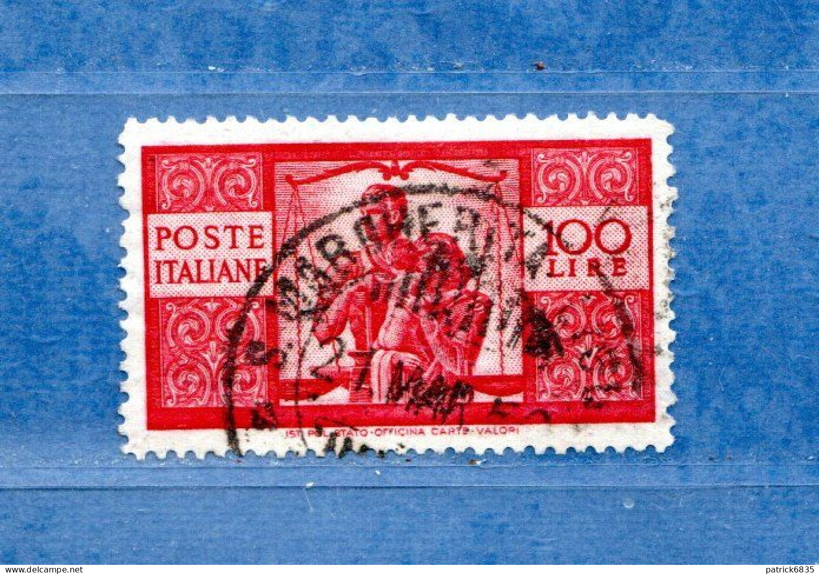 ITALIA - 1945/48 ° - DEMOCRATICA. Lire 100. Unif. 565A.  D. 14 X 13-1/4 - 1946-60: Oblitérés