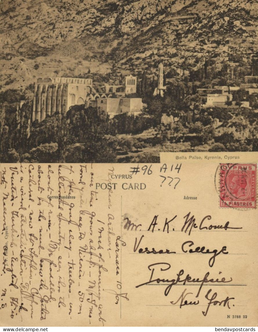 Cyprus, KYRENIA, Bella Païse, Partial View (1926) Postcard - Chipre