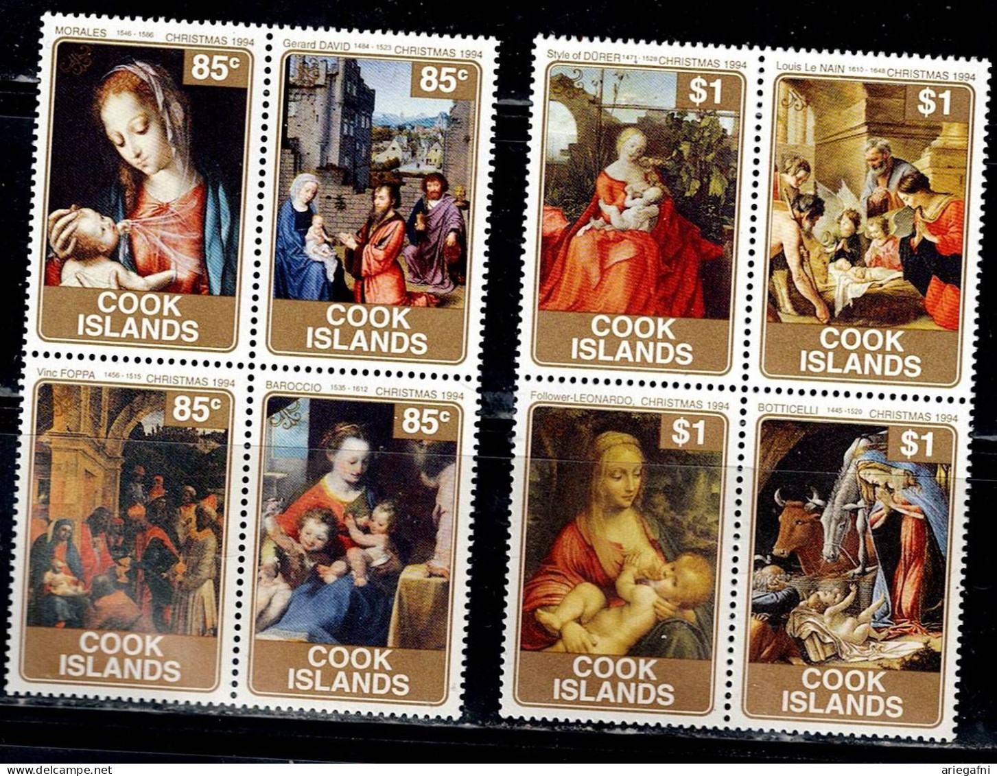 COOK ISLAND 1994 CHRISTMAS PAINTING MI No 1425-32 MNH VF!! - Islas Cook