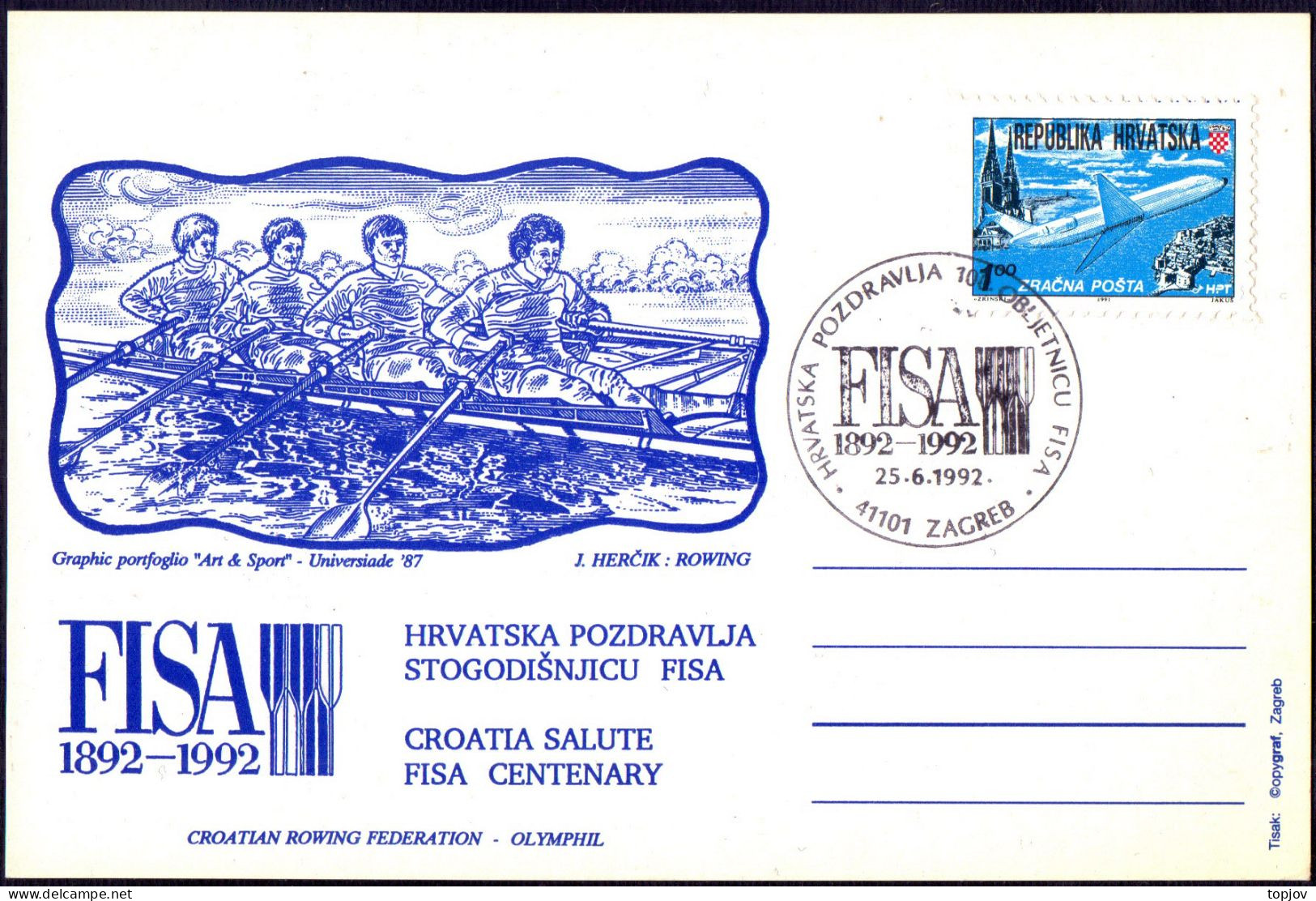 CROATIA - ROWING - FISA CENTENARY - ZAGREB - 1992 - Aviron