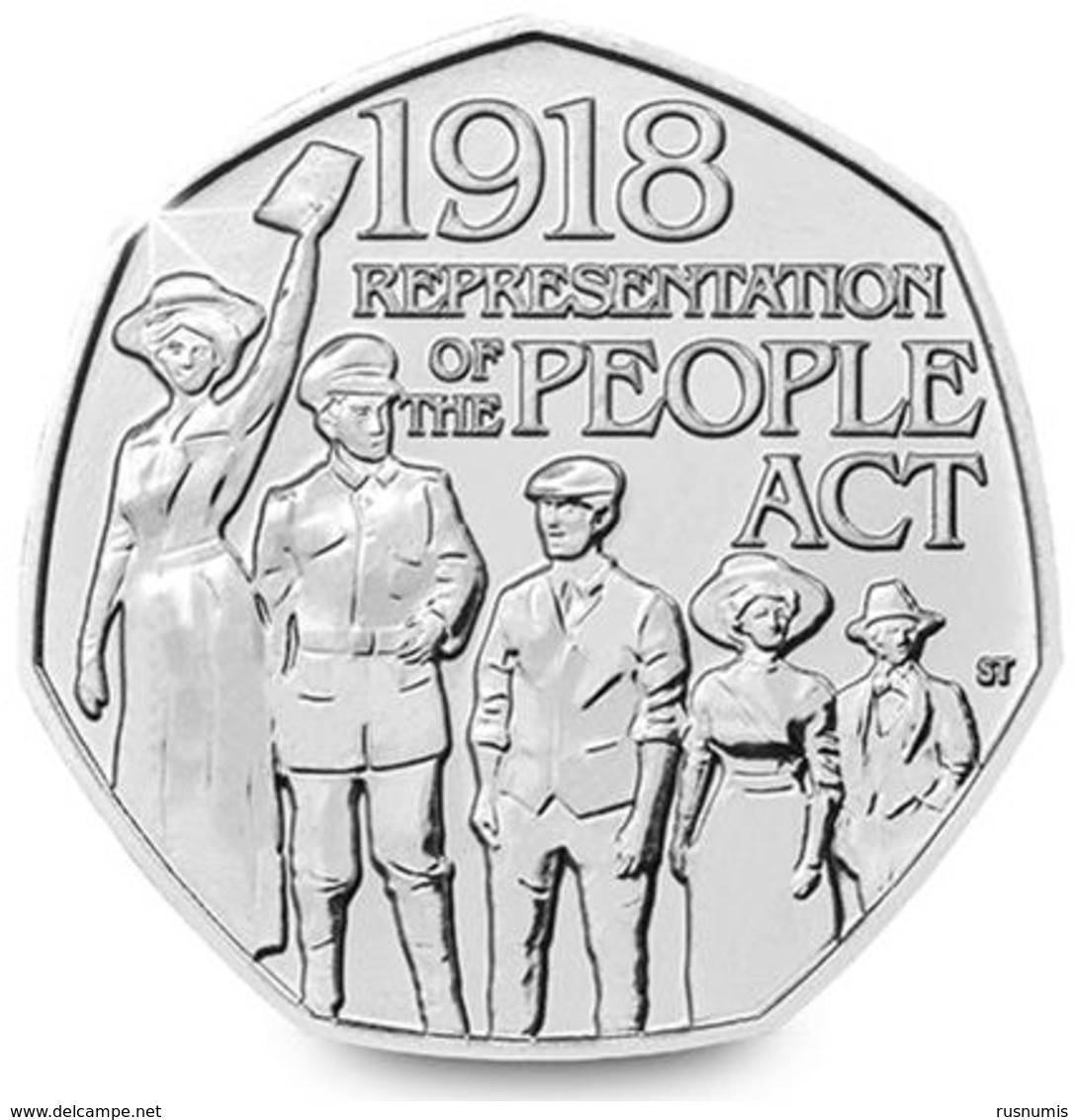 UK GREAT BRITAIN - GRANDE BRETAGNE - Großbritannien 50 PENCE 100th ANNIVERSARY REPRESENTATION OF PEOPLE ACT UNC 2018 - 50 Pence