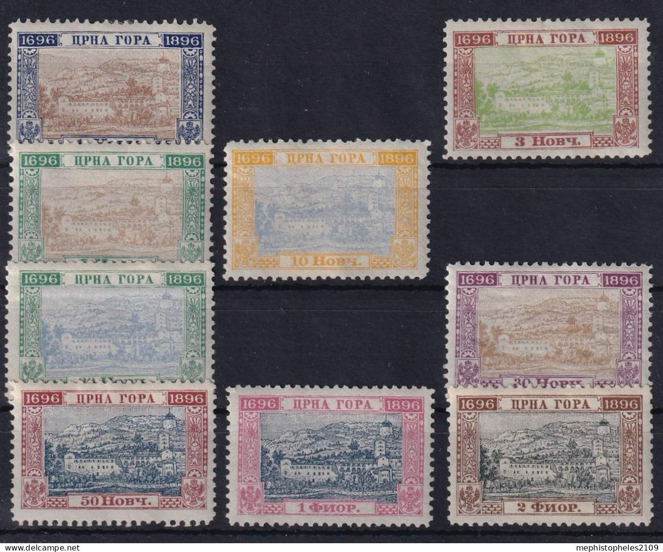 MONTENEGRO 1896 - MLH - Sc# 45a, 47a, 48a, 49a, 51a, 53a, 54a, 55a, 56a - Perf. 11 1/2 - Montenegro