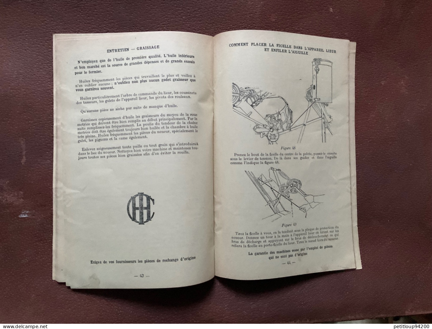 Catalogue DEERING  Moissonneuse Lieuse a Chevaux No 5 INSTRUCTIONS