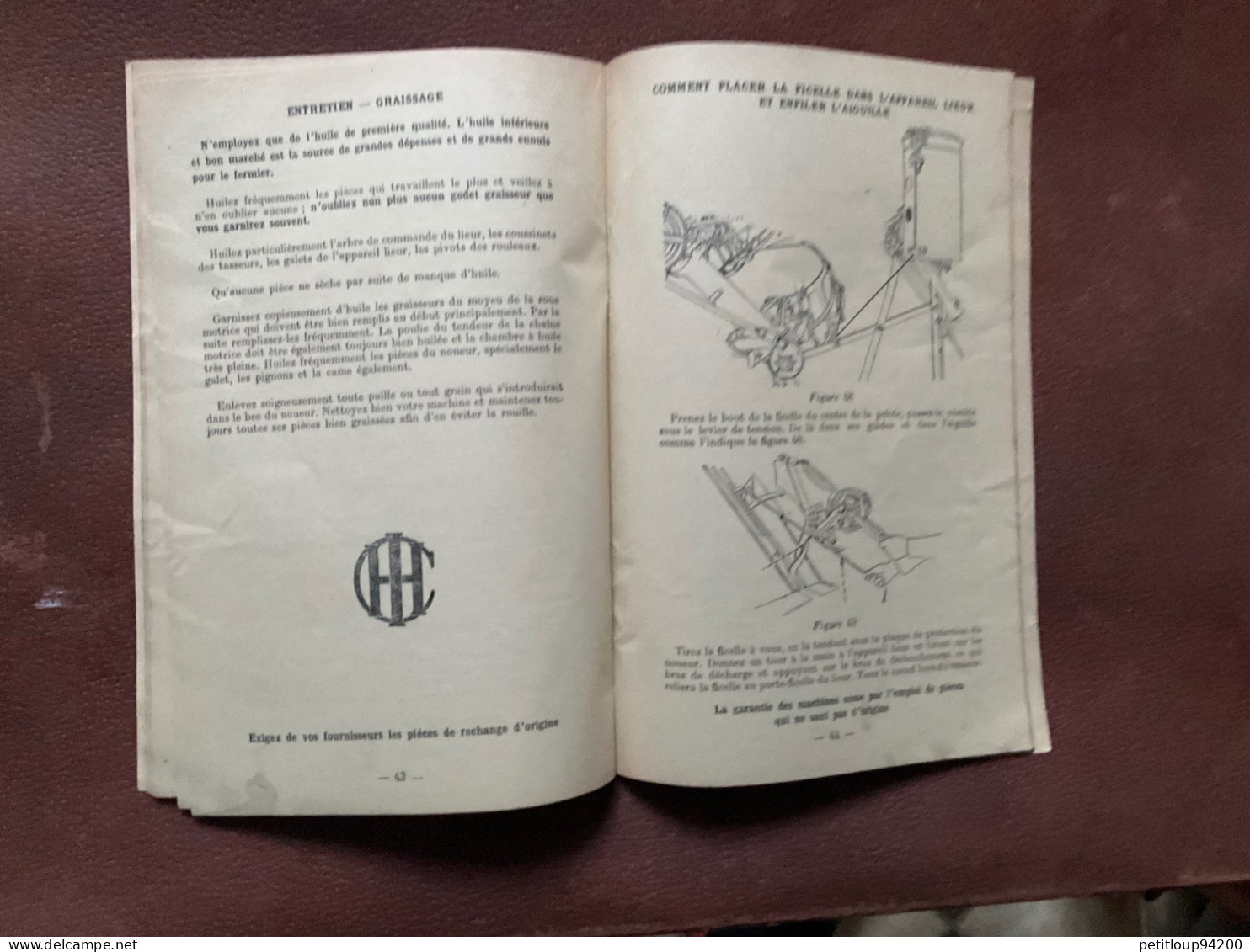 Catalogue DEERING  Moissonneuse Lieuse a Chevaux No 5 INSTRUCTIONS