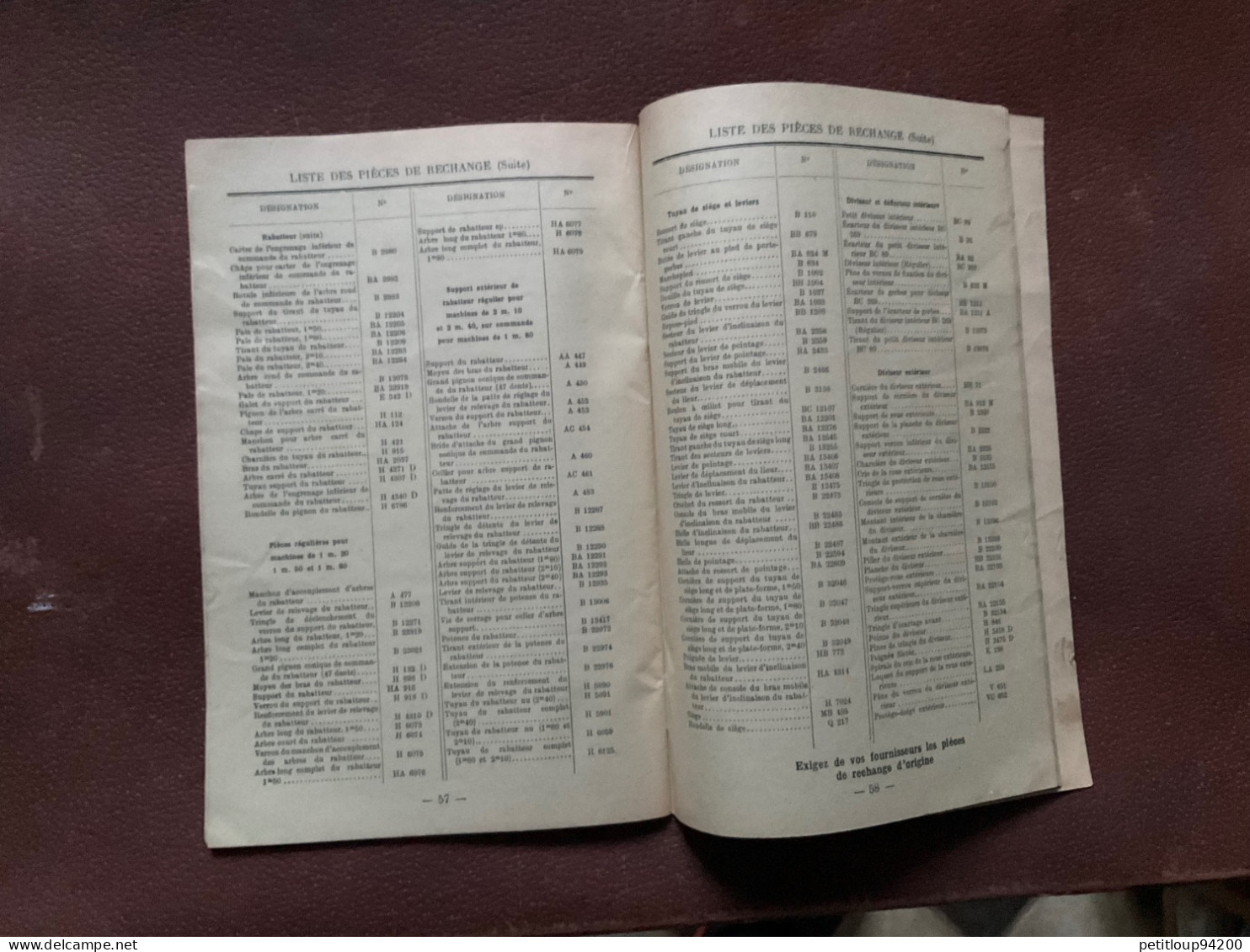 Catalogue DEERING  Moissonneuse Lieuse a Chevaux No 5 INSTRUCTIONS