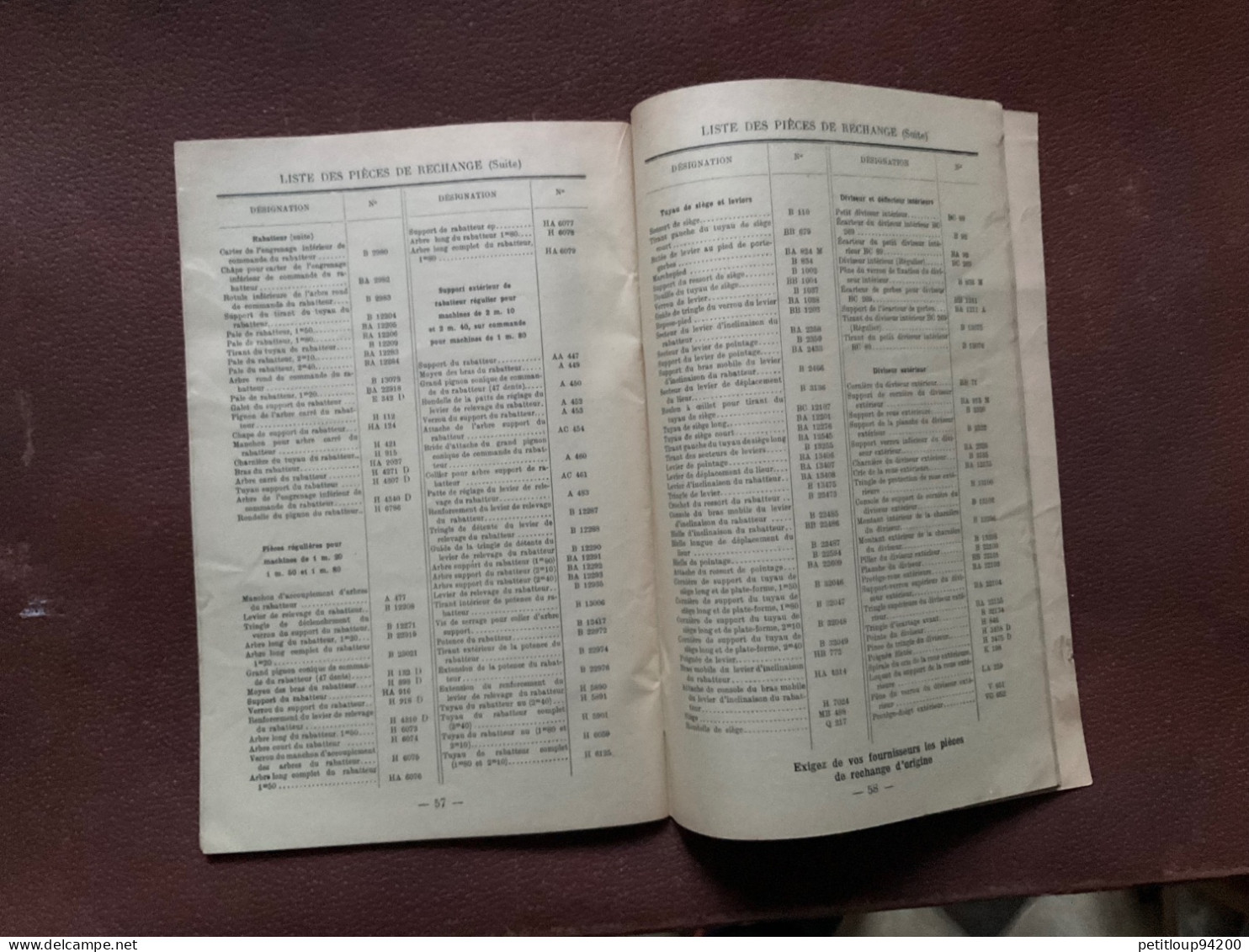 Catalogue DEERING  Moissonneuse Lieuse a Chevaux No 5 INSTRUCTIONS