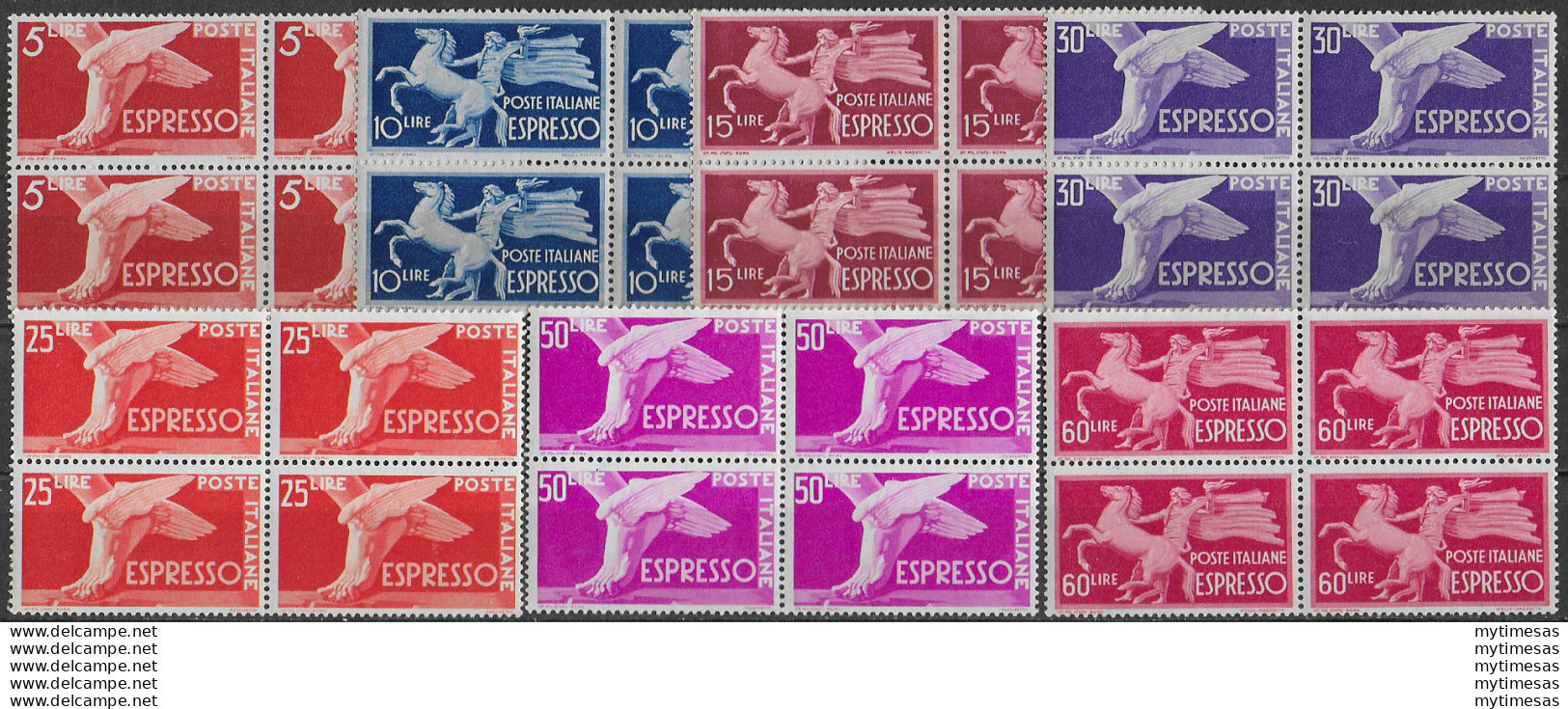 1945-52 Italia Espressi Quartina MNH Sass N. E 25/31 - Otros & Sin Clasificación