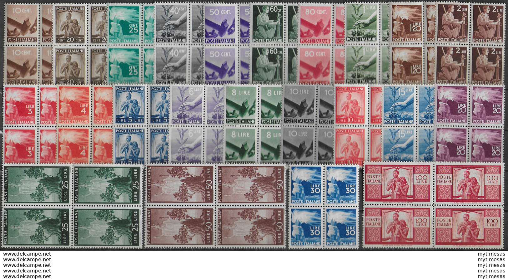 1945-48 Italia Democratica Bl4 MNH Sass N. 543/65 - Other & Unclassified