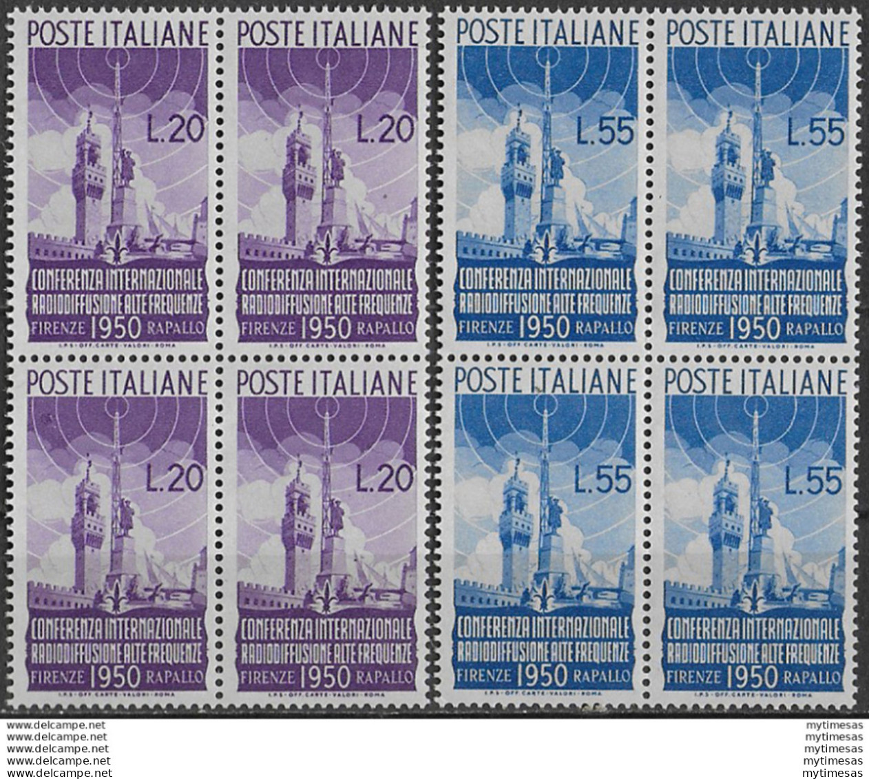 1950 Italia Radiodiffusione Quartina MNH Sass N. 623/24 - Altri & Non Classificati