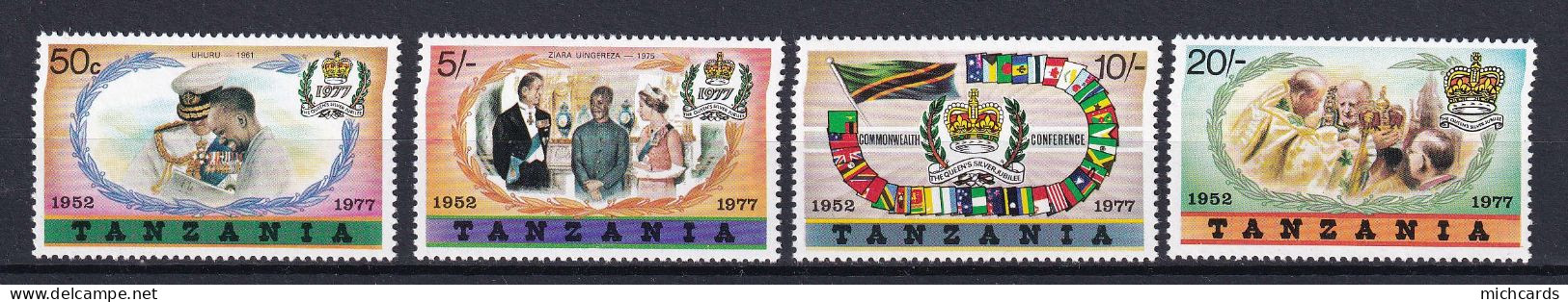 265 TANZANIE 1977 - Y&T 85/88 - Prince Philippe Elizabeth II Drapeau - Neuf ** (MNH) Sans Charniere - Tansania (1964-...)