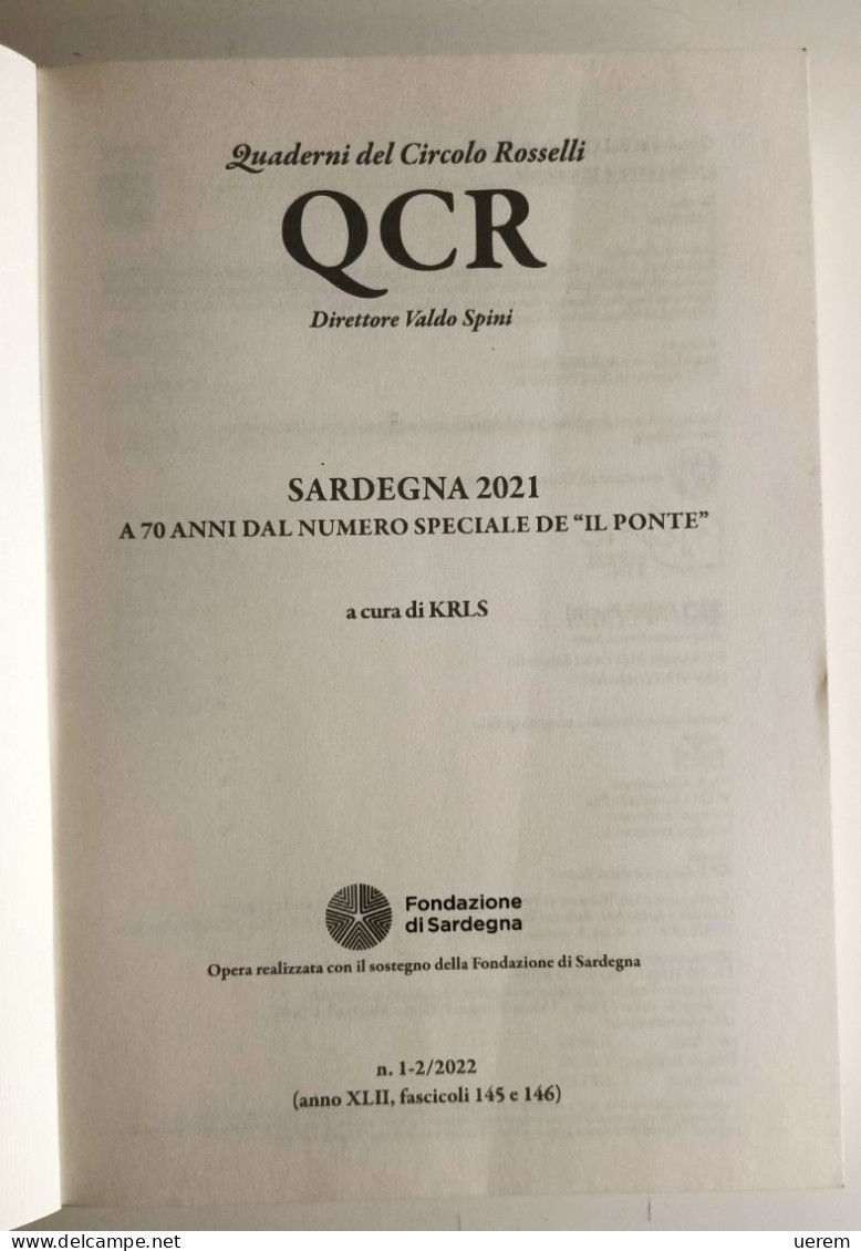 2022 Sardegna Il Ponte KRLS (a Cura Di) Sardegna 2021 A 70 Anni Dal Numero Speciale De "Il Ponte" Pisa, Pacini 2022 - Old Books