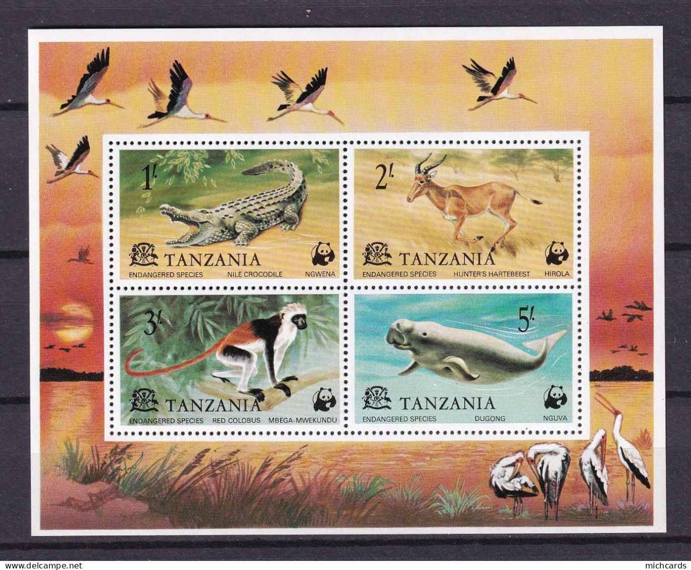 265 TANZANIE 1977 - Y&T BF 7 - WWF Crocodile Singe Mammifere Marin Gazelle - Neuf ** (MNH) Sans Charniere - Tanzania (1964-...)