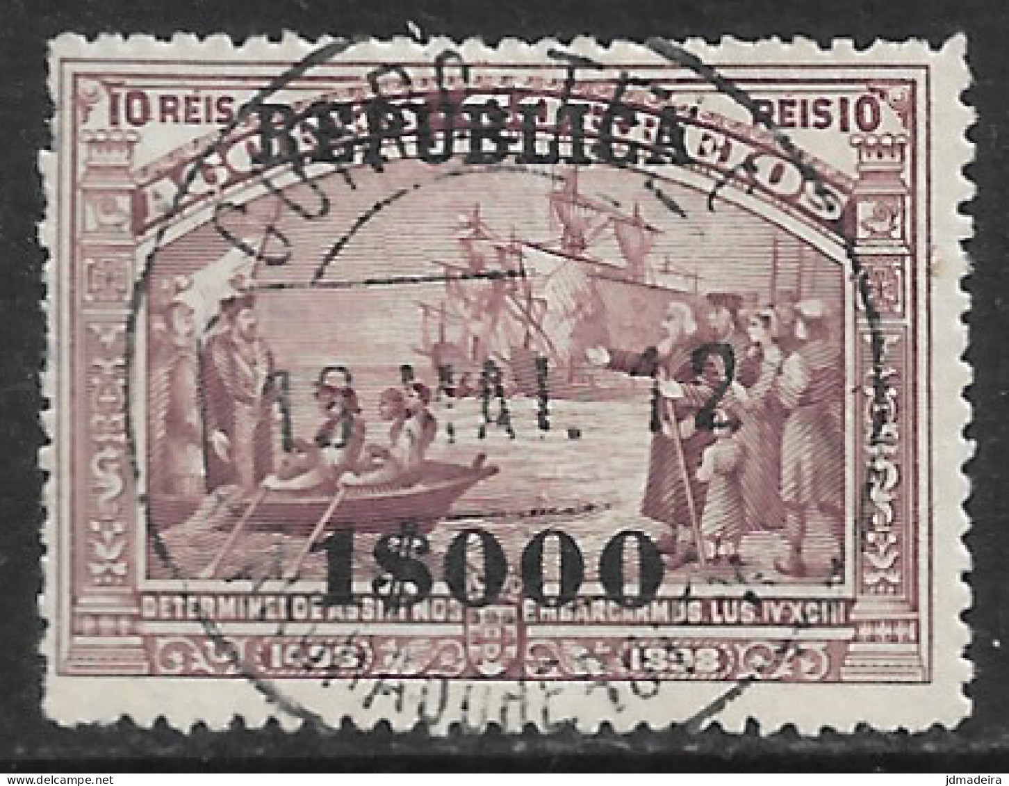 Azores – 1911 Vasco Da Gama Overprinted 1$000 Over 10 Réis Used Stamp - Azores