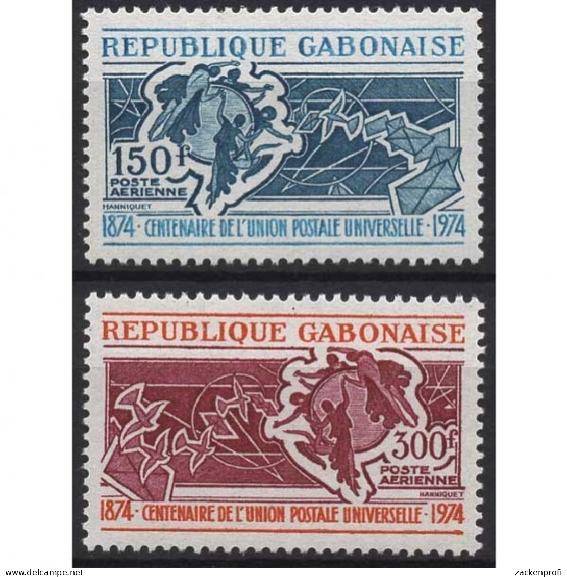 Gabun 1974 100 Jahre Weltpostverein UPU 537/38 Postfrisch - Gabon (1960-...)