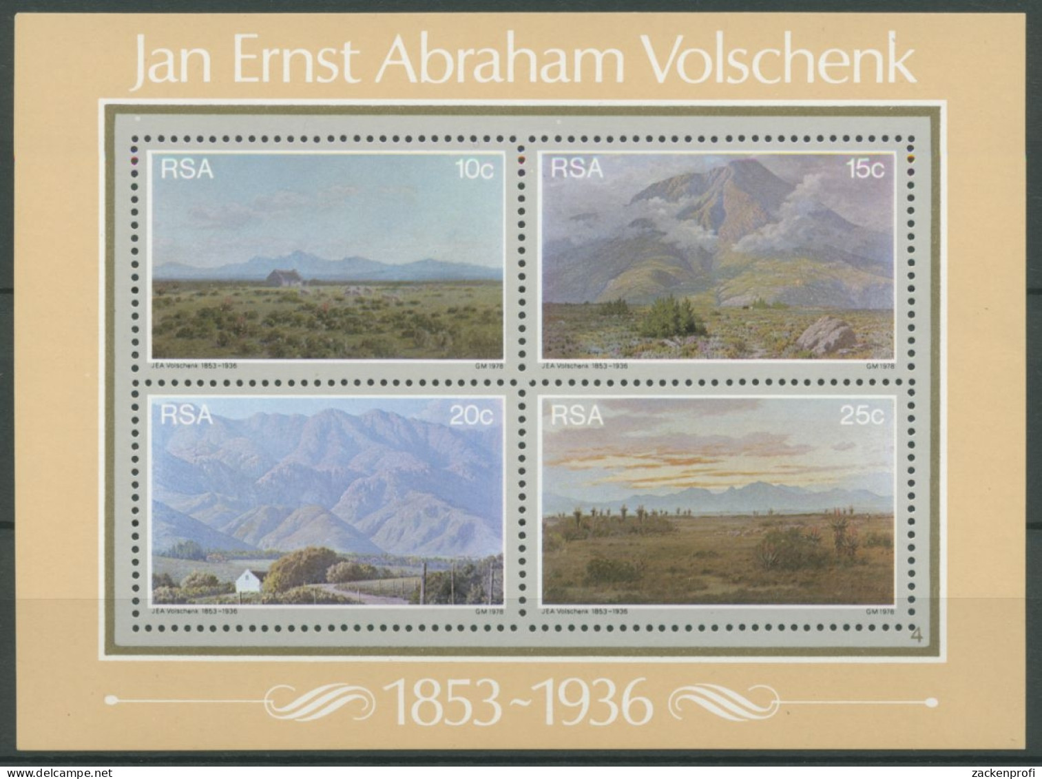 Südafrika 1978 Landschaften J. E. Abraham Volschenk Block 6 Postfrisch (C24974) - Blocks & Kleinbögen