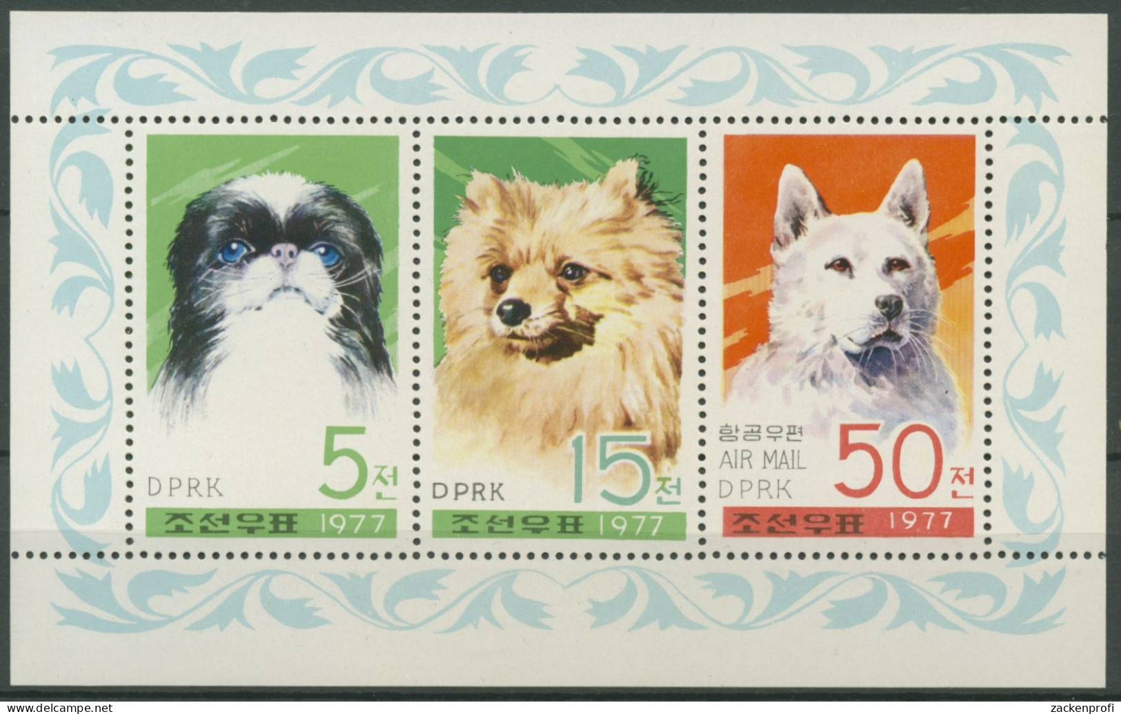 Korea (Nord) 1977 Hunde: Pekinese, Wolfsspitz 1662/64 K Postfrisch (C74683) - Corea Del Nord