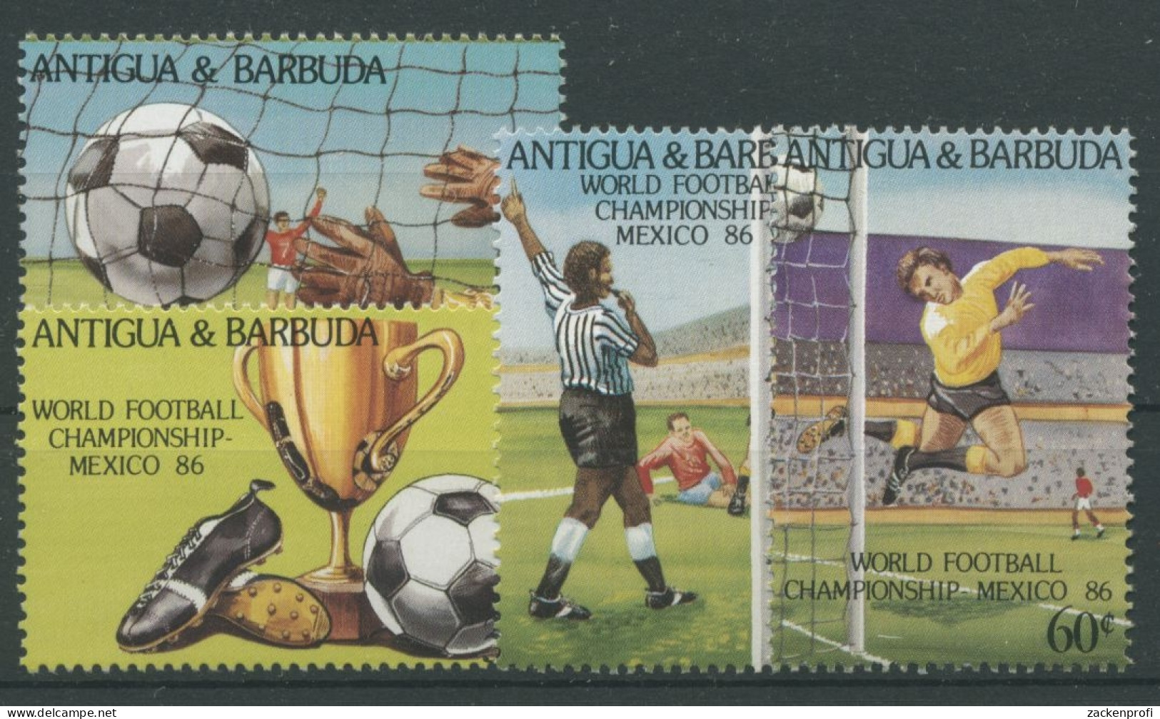 Antigua & Barbuda 1986 Fußball-Weltmeisterschaft Mexiko 925/28 Postfrisch - Antigua Et Barbuda (1981-...)